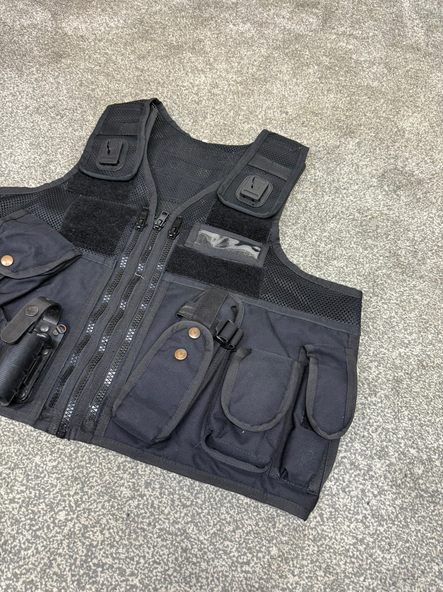 Ex Police Arktis Black Tactical Utility Vest & Pouches Security Airsoft - Large