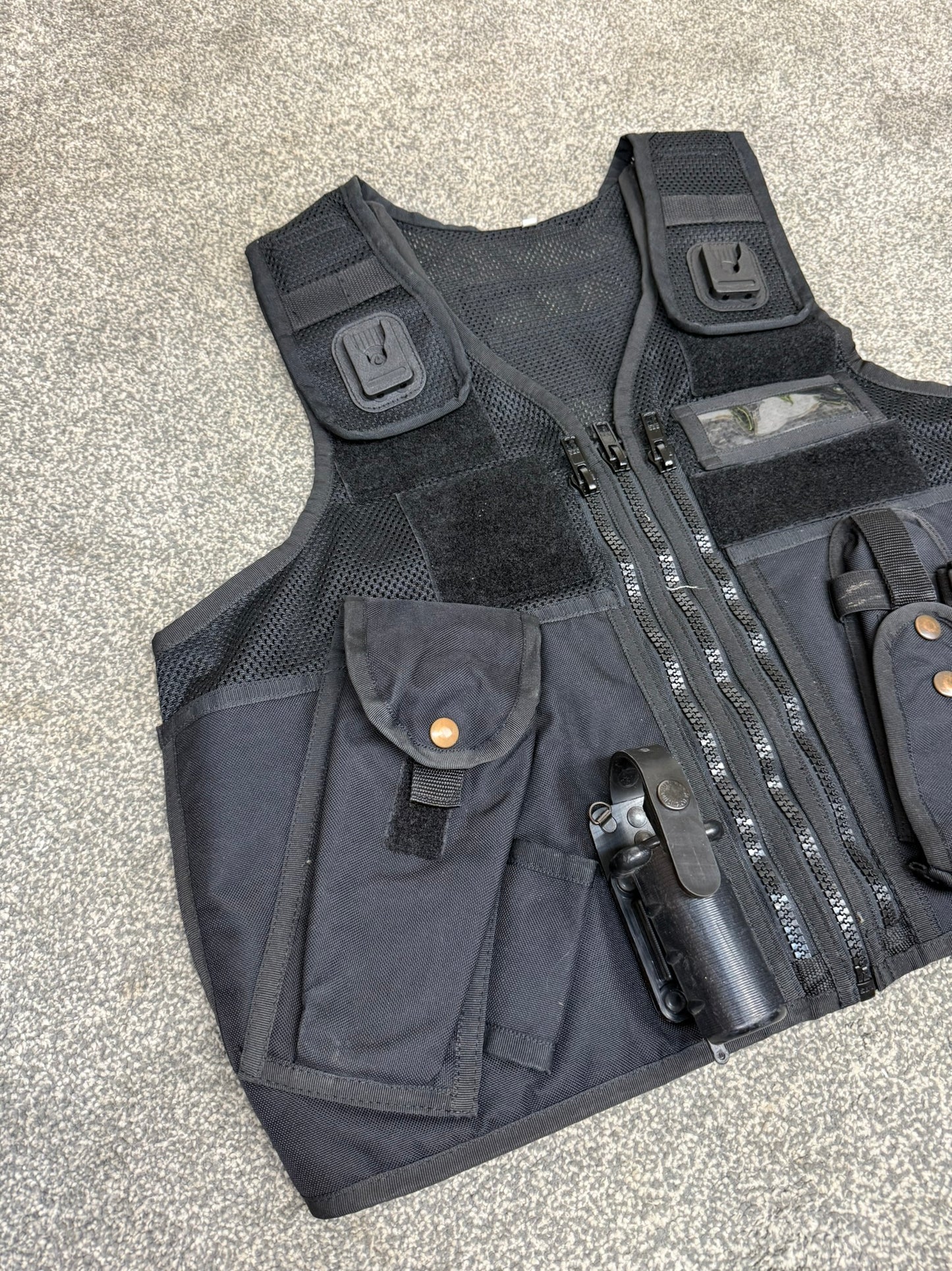 Ex Police Arktis Black Tactical Utility Vest & Pouches Security Airsoft - Large