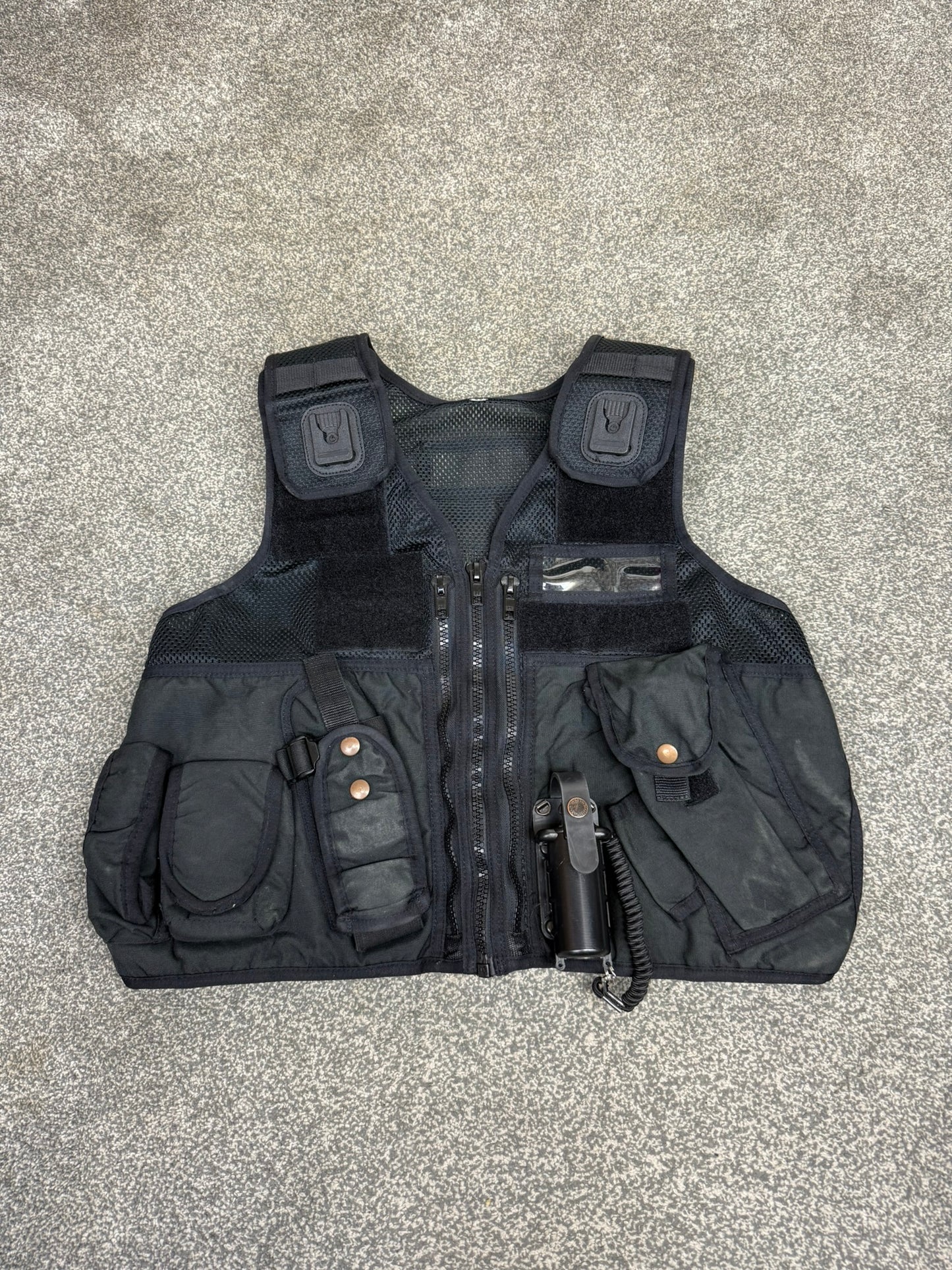 Ex Police Arktis Black Tactical Utility Vest & Pouches Security Airsoft - Medium