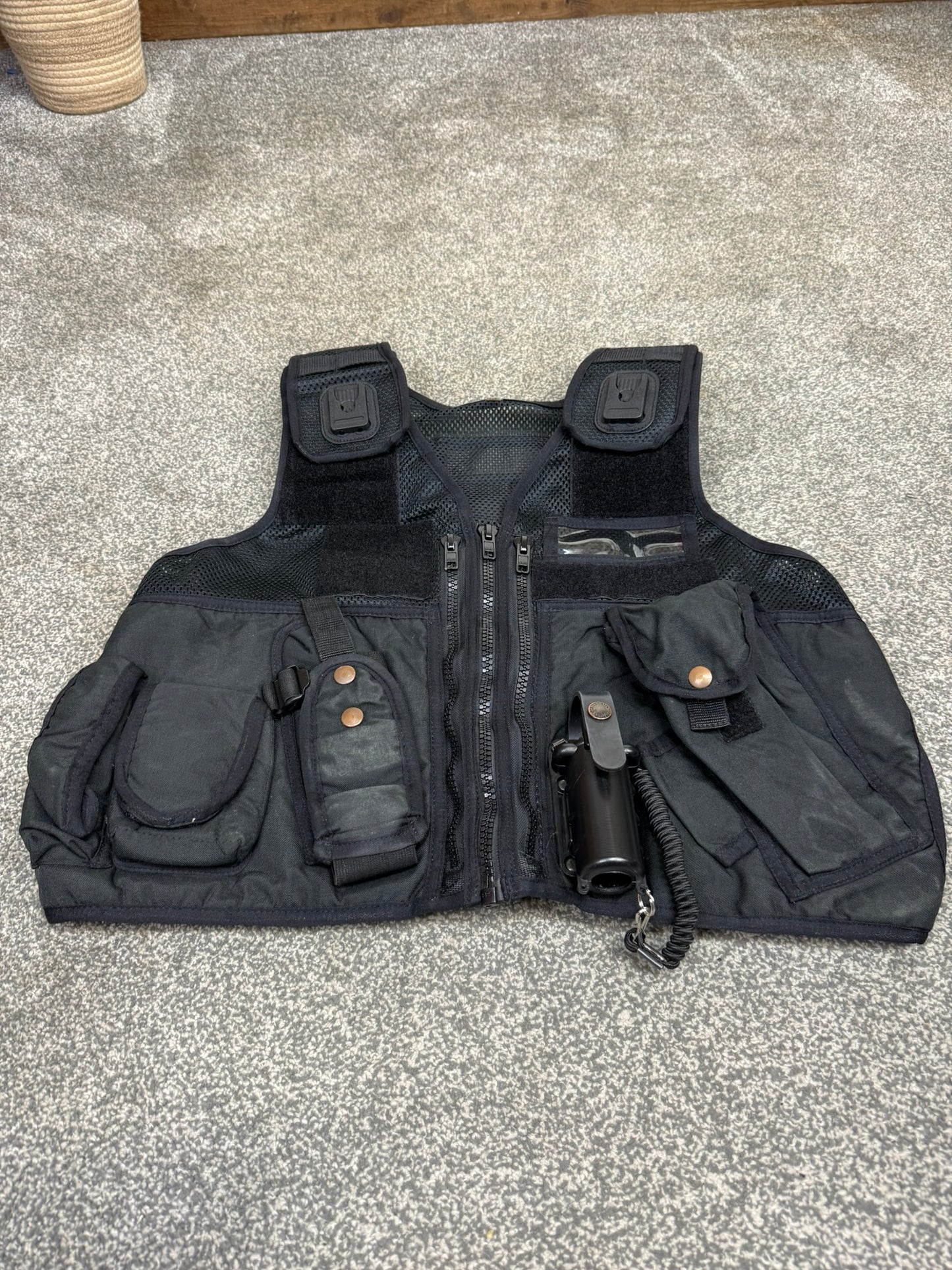 Ex Police Arktis Black Tactical Utility Vest & Pouches Security Airsoft - Medium