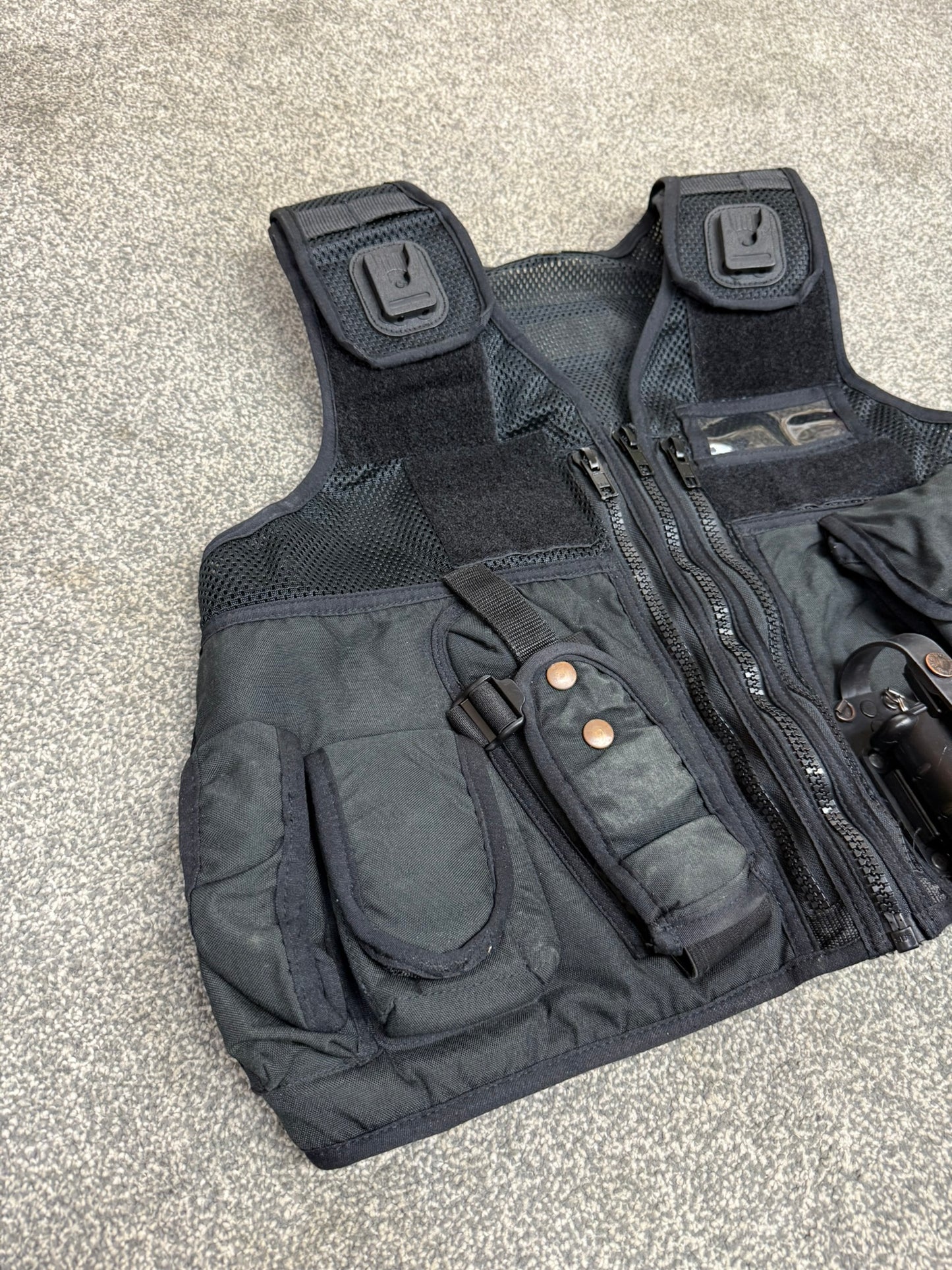 Ex Police Arktis Black Tactical Utility Vest & Pouches Security Airsoft - Medium