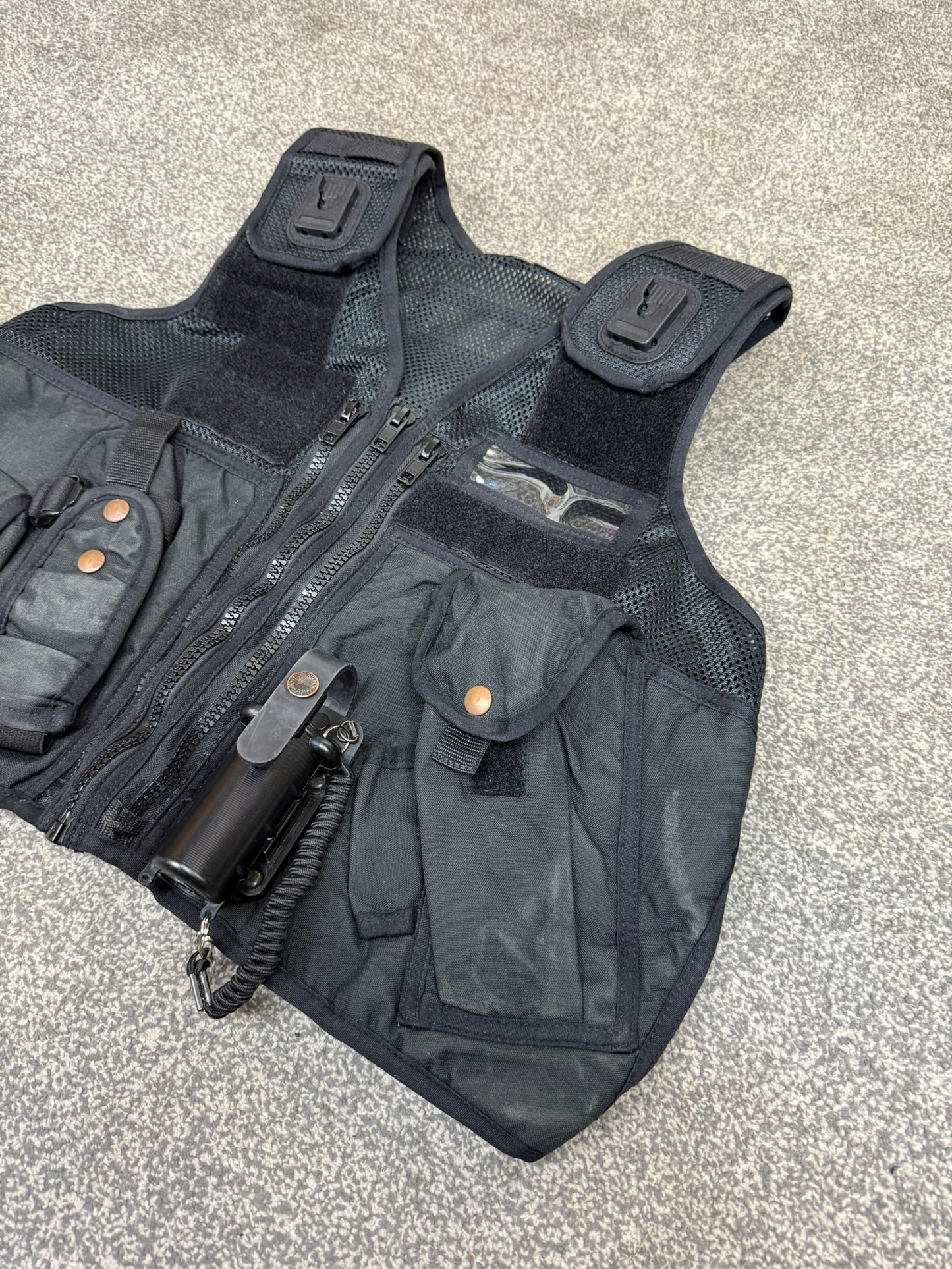 Ex Police Arktis Black Tactical Utility Vest & Pouches Security Airsoft - Medium