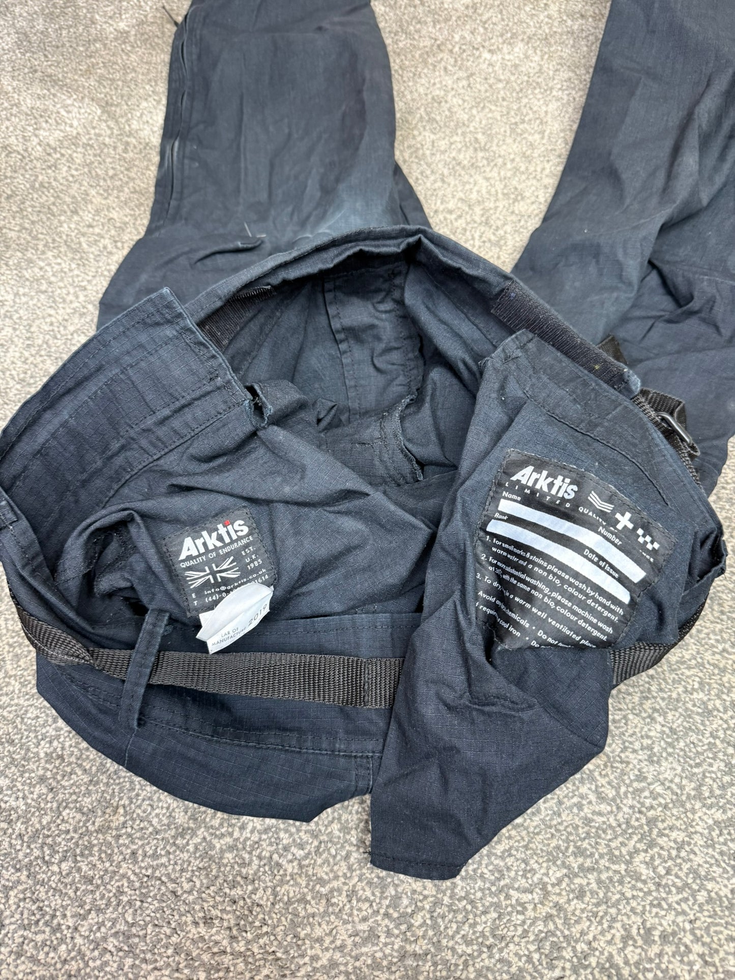 Ex Police Arktis Black Combat Cargo Trousers 34" Ripstop Hiking Dog Handler