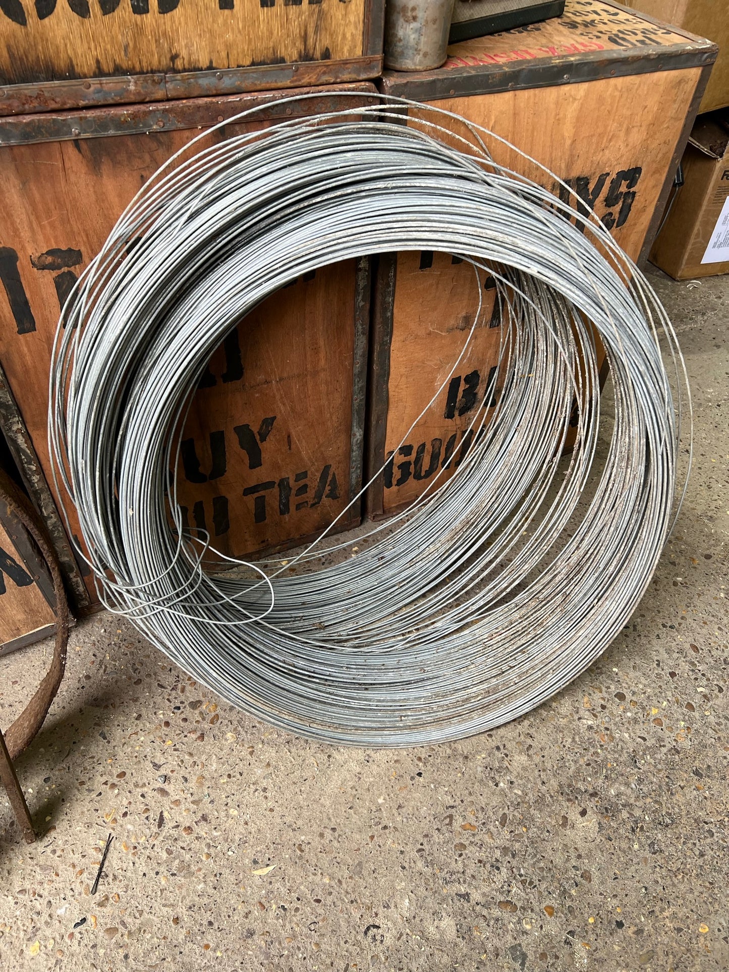 Vintage Galvanised Tension Line Wire Coil Roll Garden Plants Fencing 2-3mm