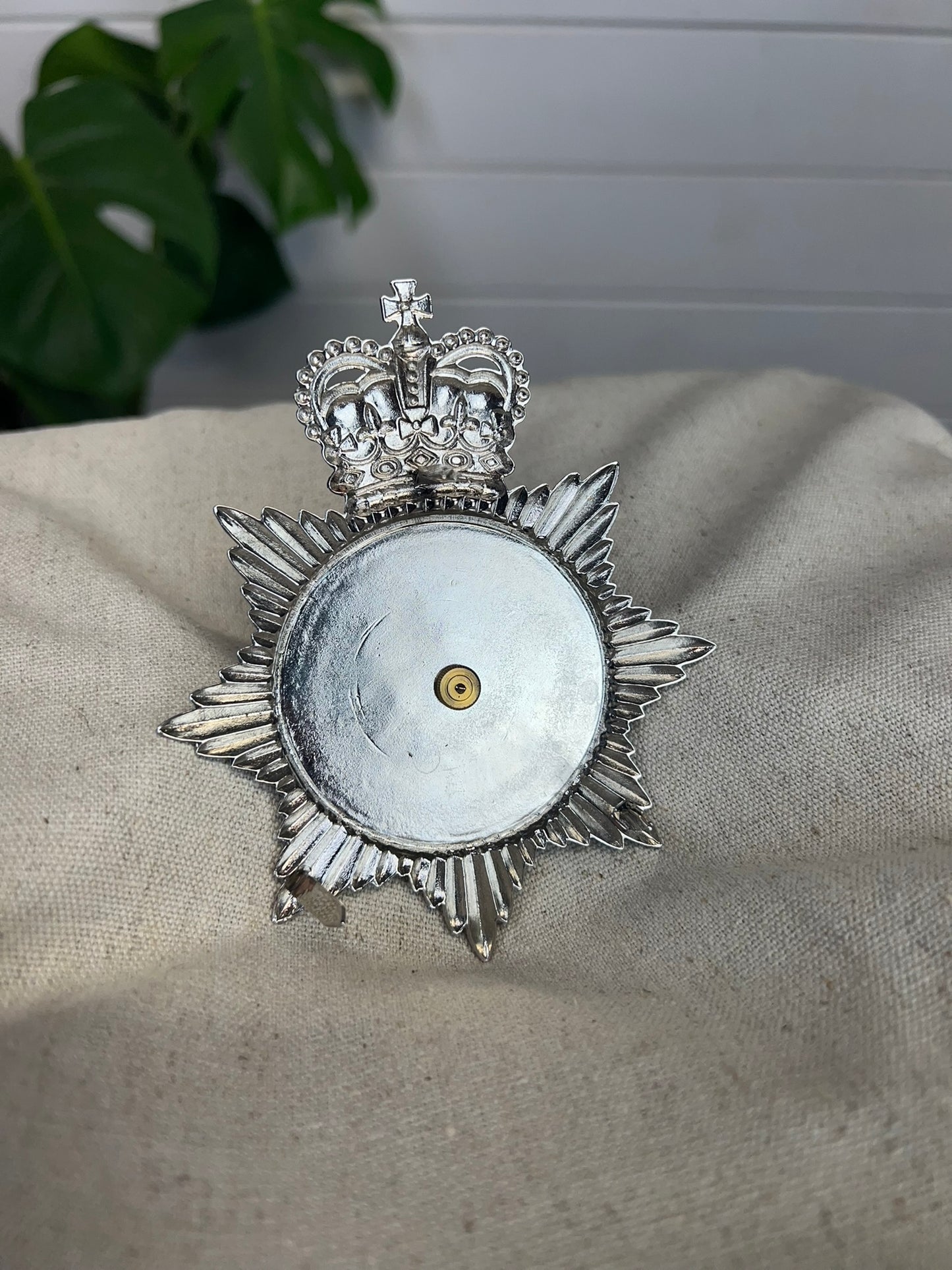Ex Civil Nuclear Constabulary Badge Obsolete Rare Enamel Bobby Helmet Badge Queens Crown