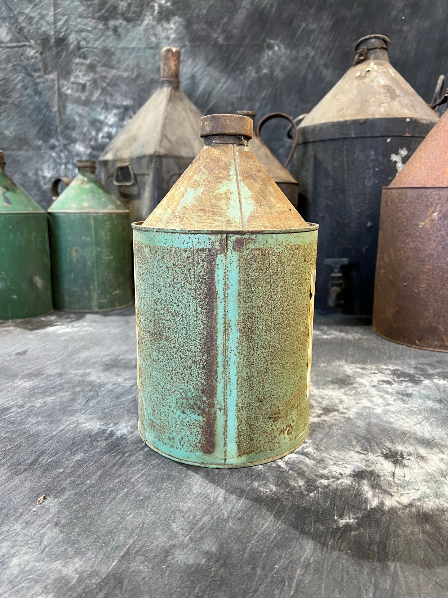 Vintage Lumo Metal Tin Can Rustic Shelf Display Farmhouse Patina Industrial Decor