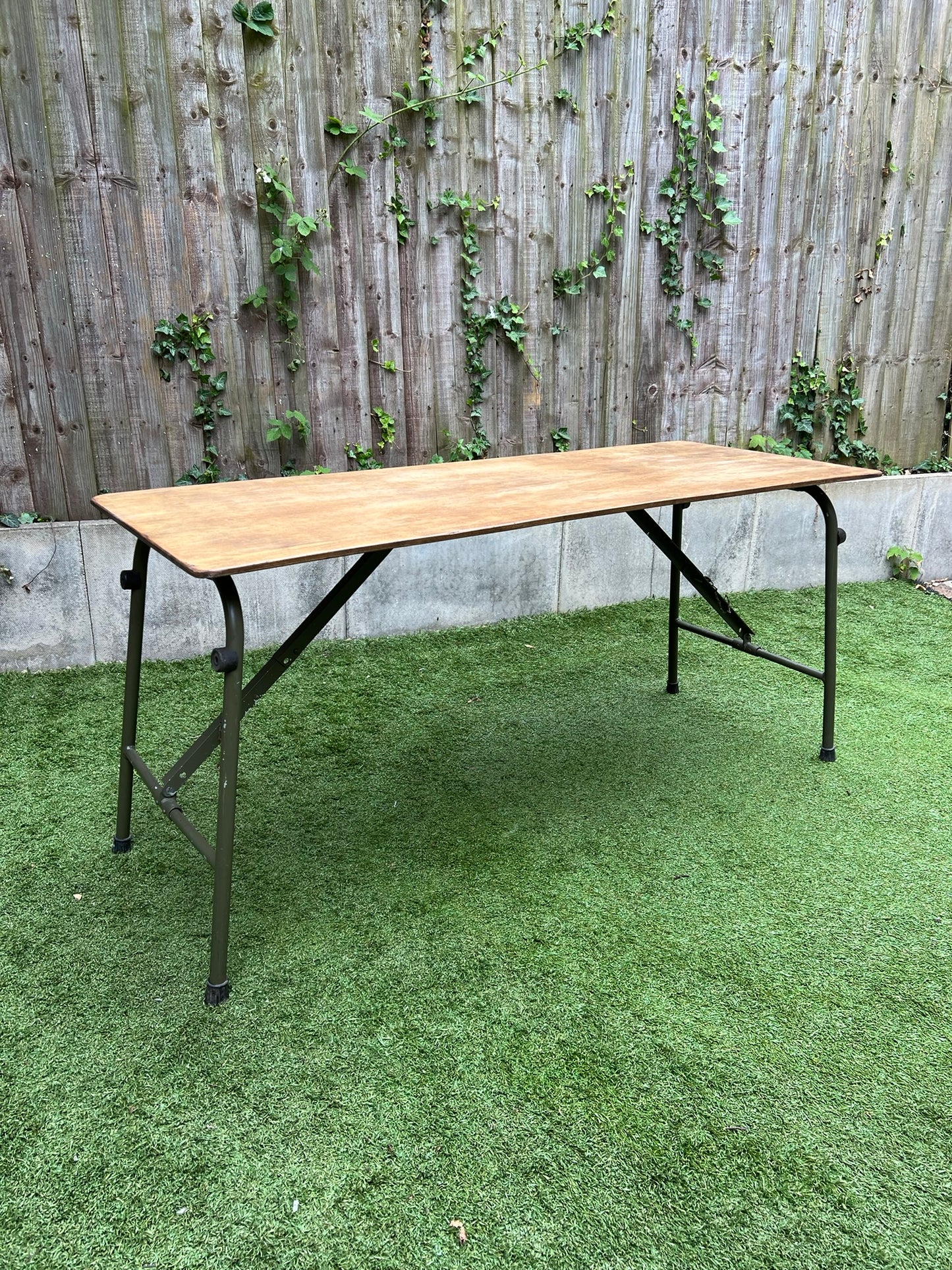 Rustic Vintage Wooden Folding Trestle Table Industrial Farmhouse Dining Garden Reclaimed Army