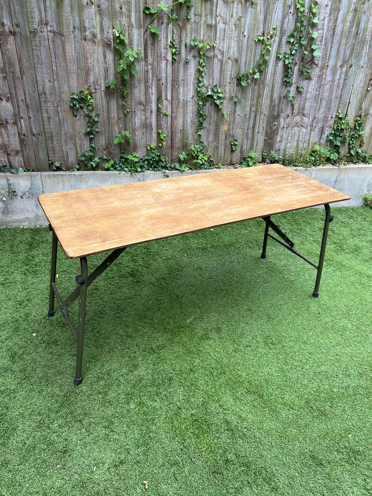 Rustic Vintage Wooden Folding Trestle Table Industrial Farmhouse Dining Garden Reclaimed Army