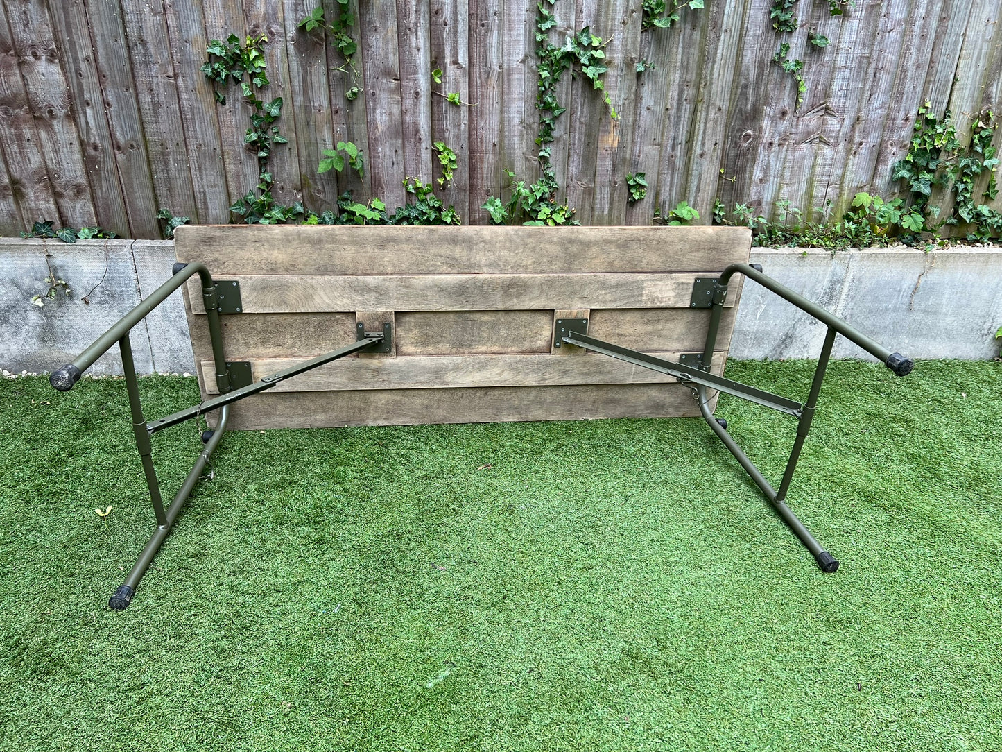 Rustic Vintage Wooden Folding Trestle Table Industrial Farmhouse Dining Garden Reclaimed Army