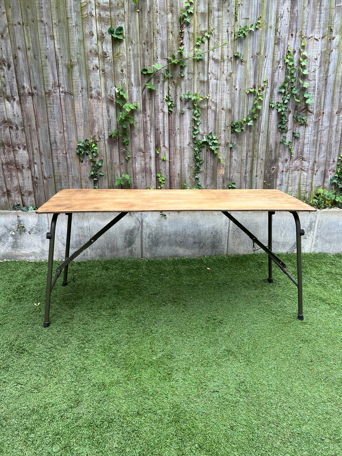 Rustic Vintage Wooden Folding Trestle Table Industrial Farmhouse Dining Garden Reclaimed Army