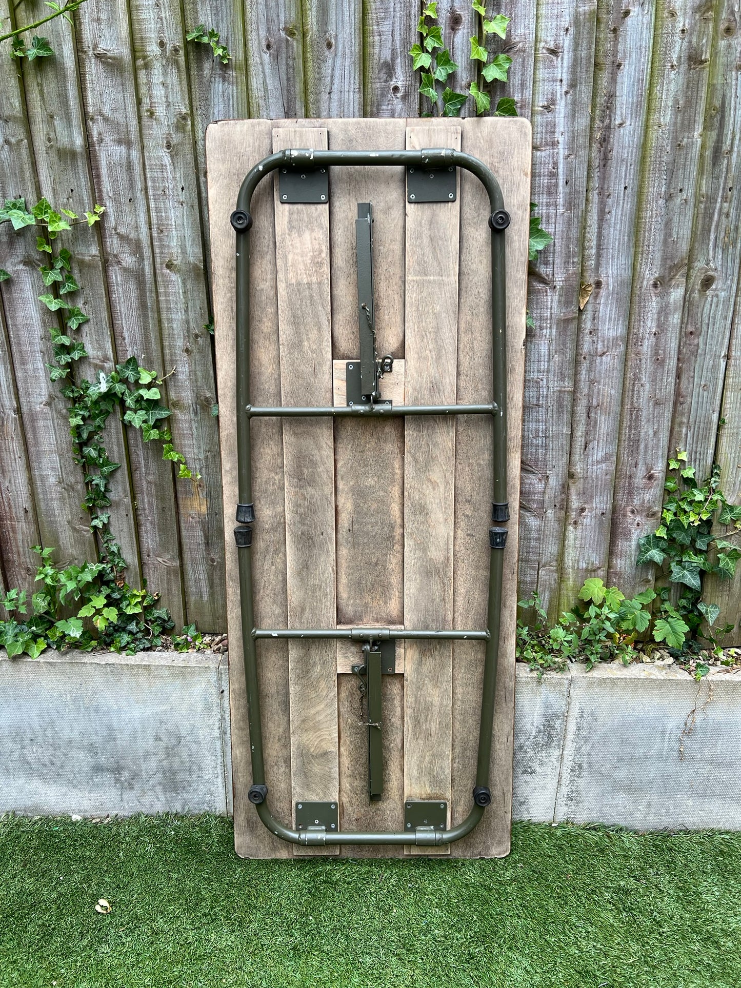 Rustic Vintage Wooden Folding Trestle Table Industrial Farmhouse Dining Garden Reclaimed Army