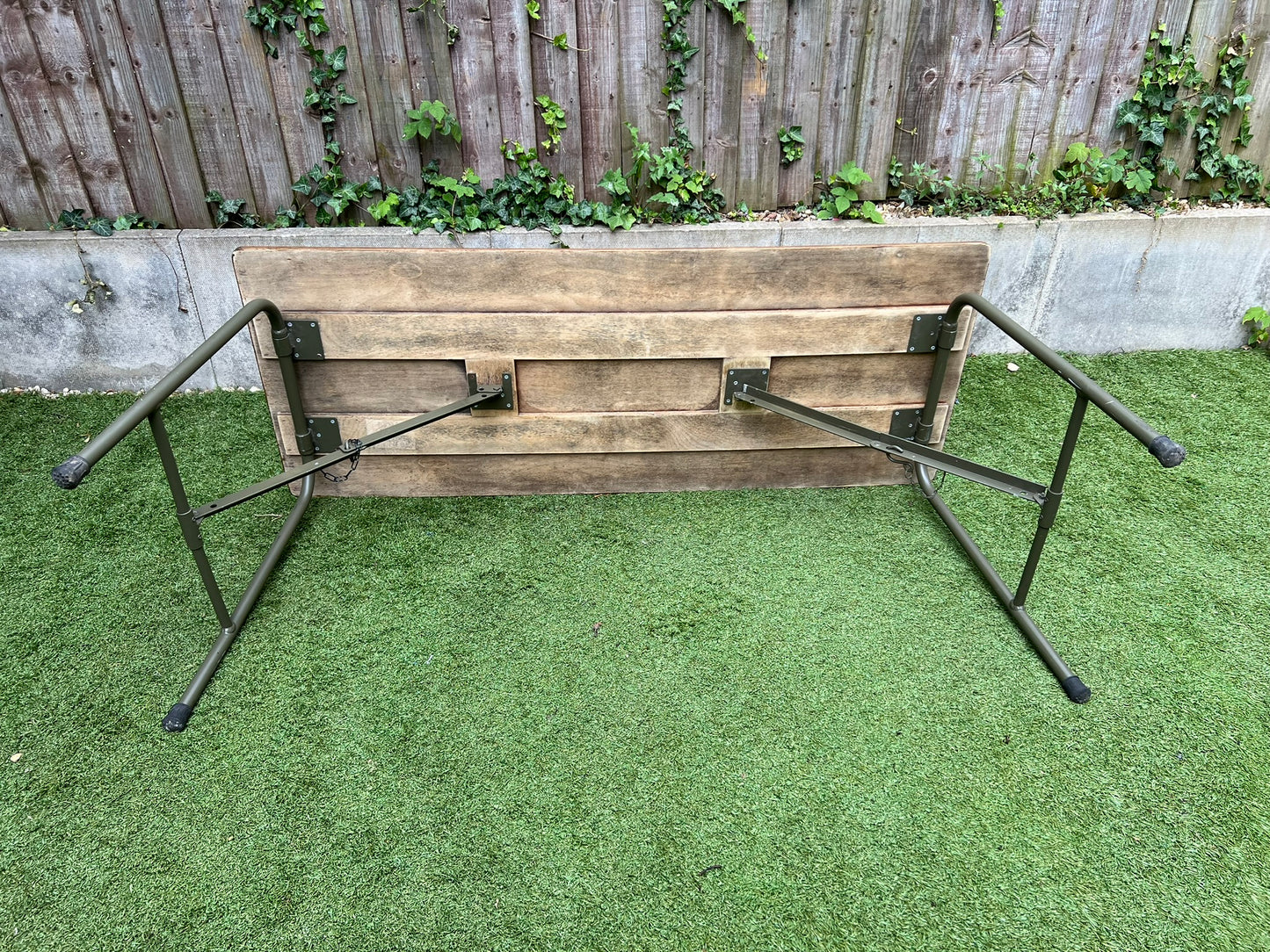 Rustic Vintage Wooden Folding Trestle Table Industrial Farmhouse Dining Garden Reclaimed Army