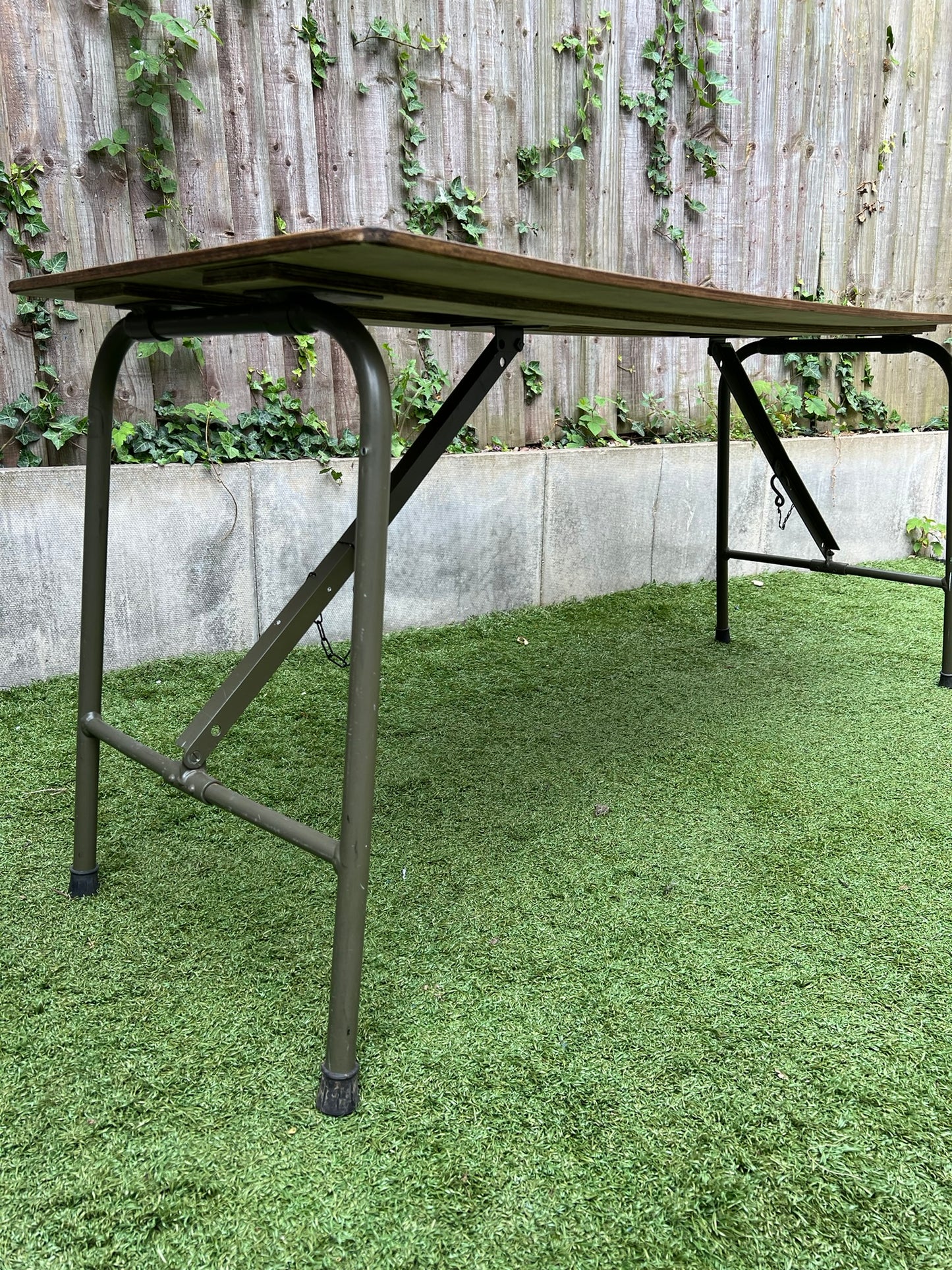 Rustic Vintage Wooden Folding Trestle Table Industrial Farmhouse Dining Garden Reclaimed Army