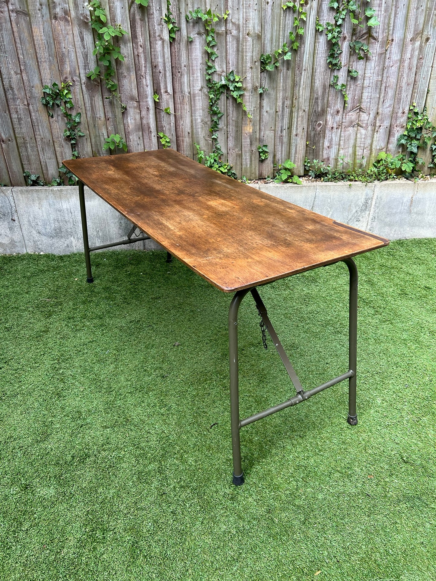 Rustic Vintage Wooden Folding Trestle Table Industrial Farmhouse Dining Garden Reclaimed Army