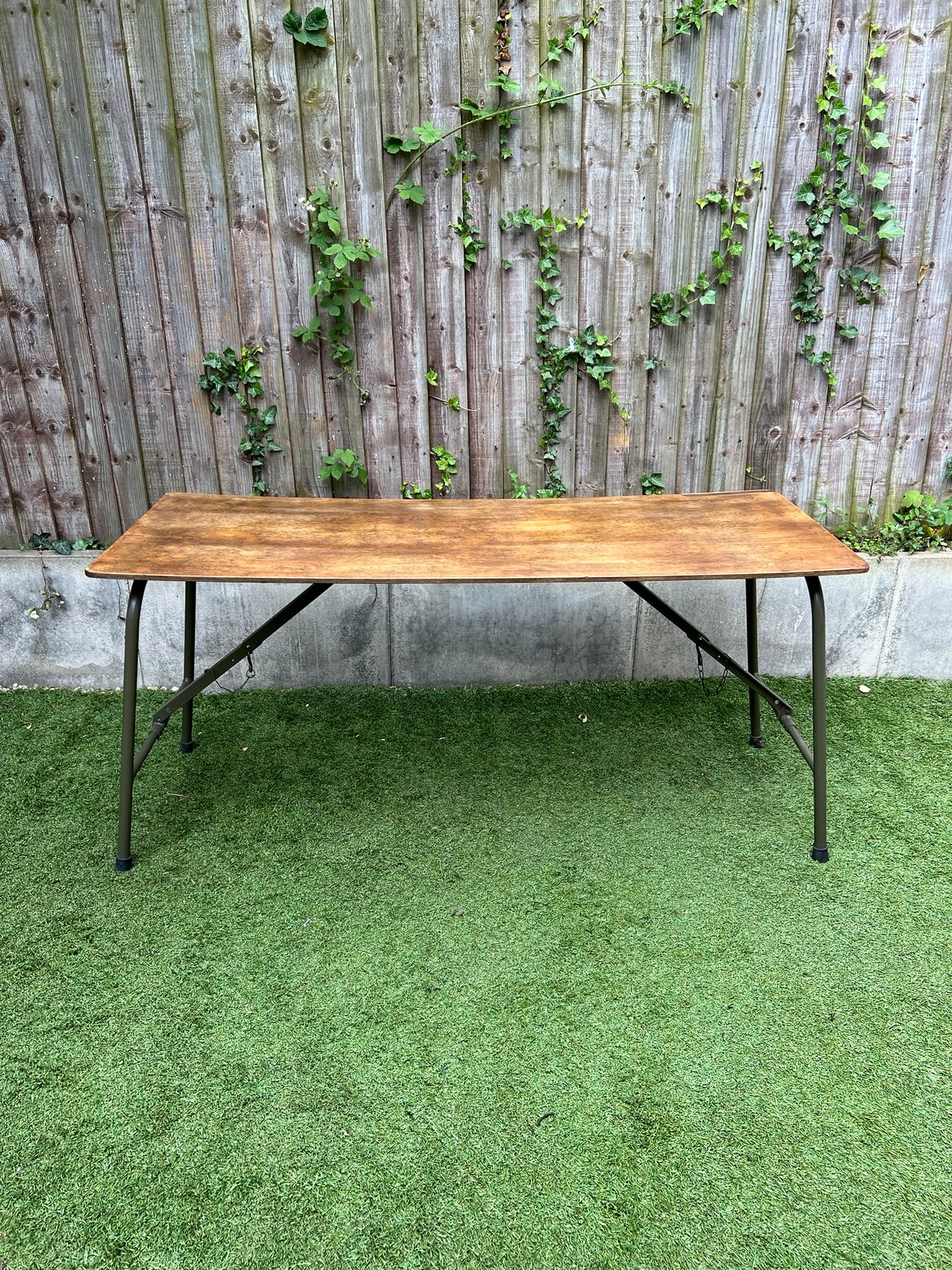 Rustic Vintage Wooden Folding Trestle Table Industrial Farmhouse Dining Garden Reclaimed Army