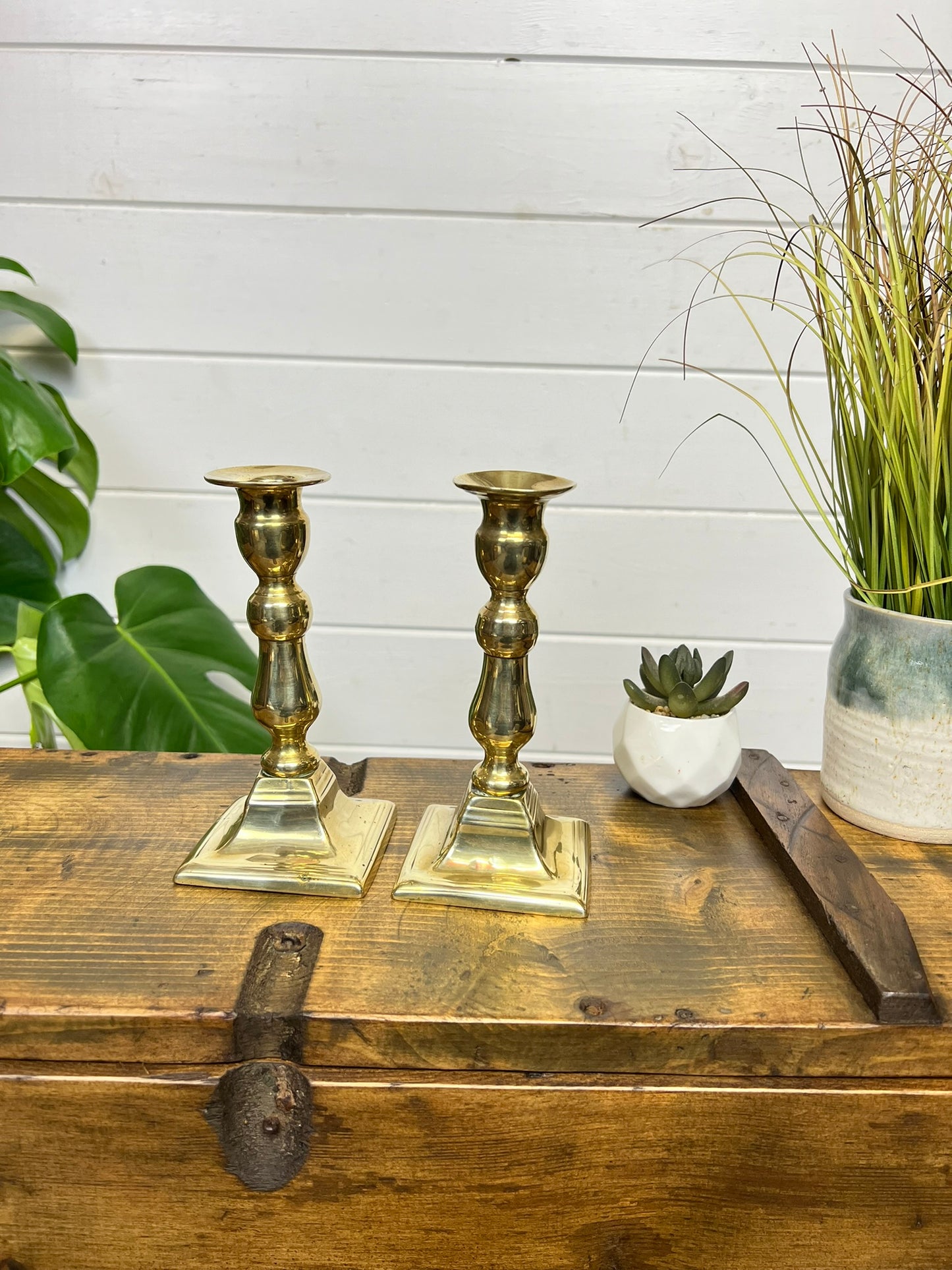 Vintage Brass Candlestick Candle Holder PAIR Boho Art Deco Vintage Home Decor