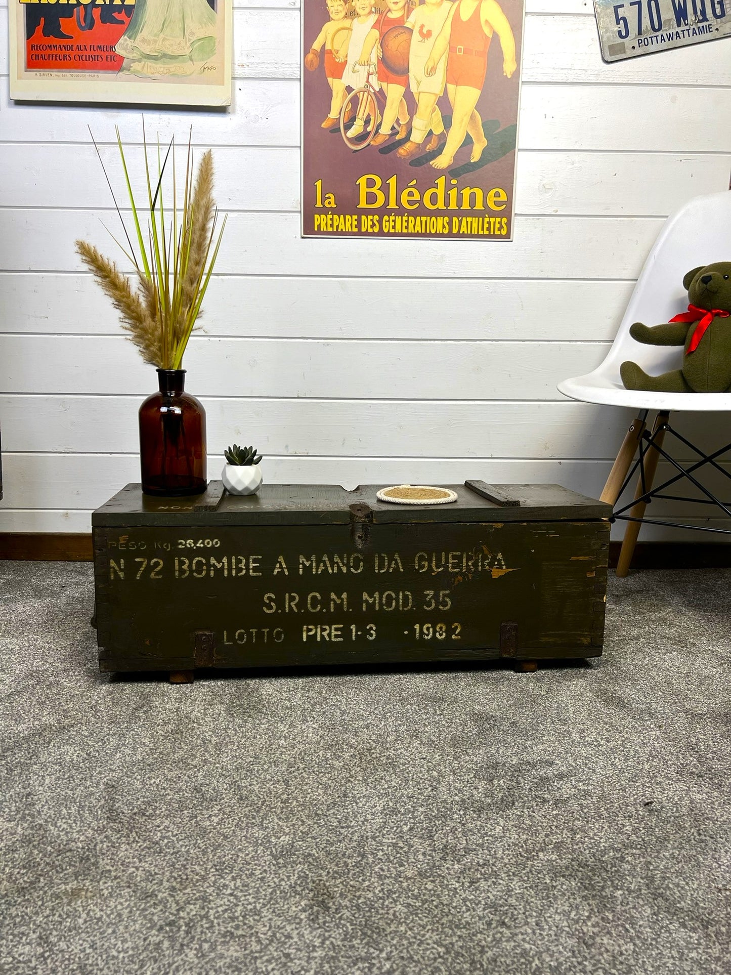 Vintage Wooden Chest Reclaimed 1982 Ammo Box Rustic Decor Industrial Farmhouse Home Storage