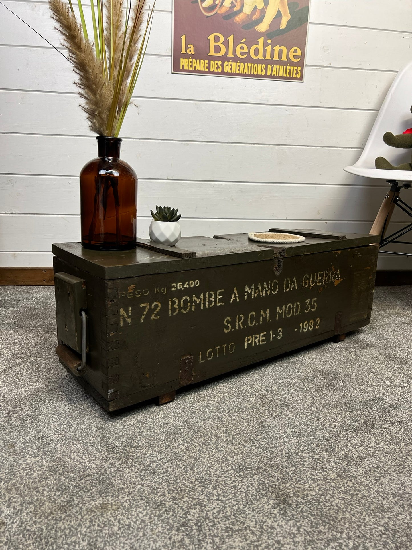 Vintage Wooden Chest Reclaimed 1982 Ammo Box Rustic Decor Industrial Farmhouse Home Storage
