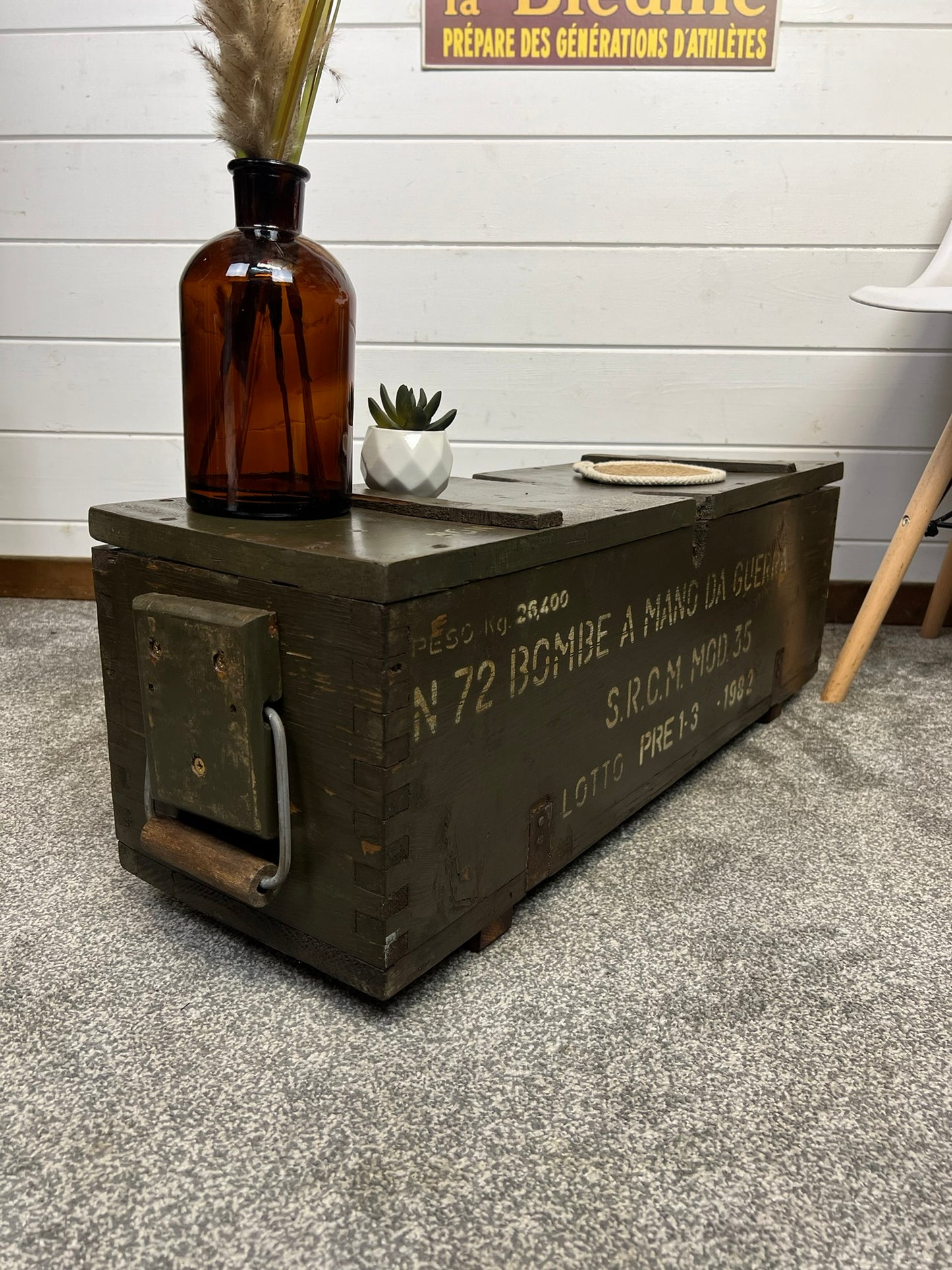 Vintage Wooden Chest Reclaimed 1982 Ammo Box Rustic Decor Industrial Farmhouse Home Storage