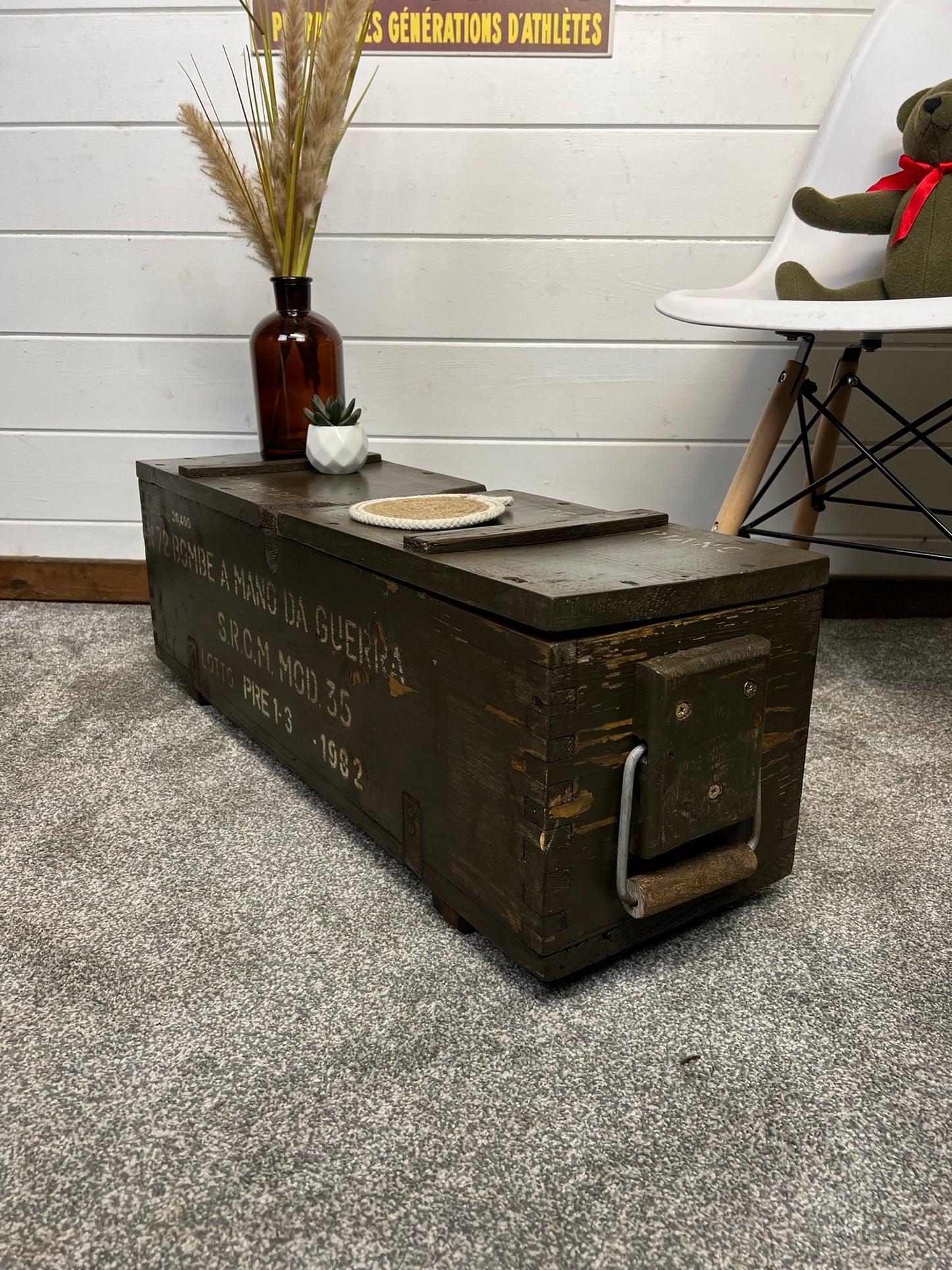 Vintage Wooden Chest Reclaimed 1982 Ammo Box Rustic Decor Industrial Farmhouse Home Storage