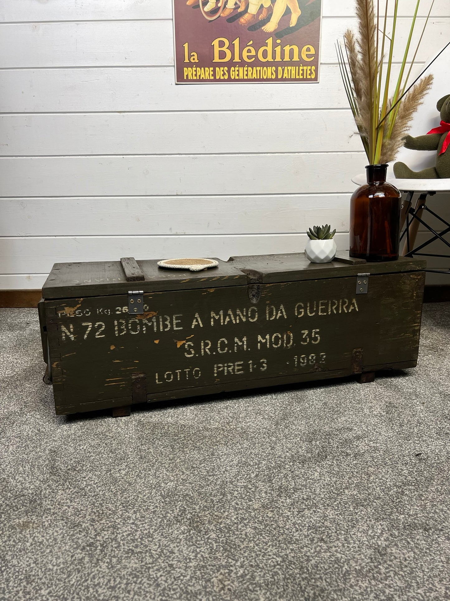 Vintage Wooden Chest Reclaimed 1982 Ammo Box Rustic Decor Industrial Farmhouse Home Storage