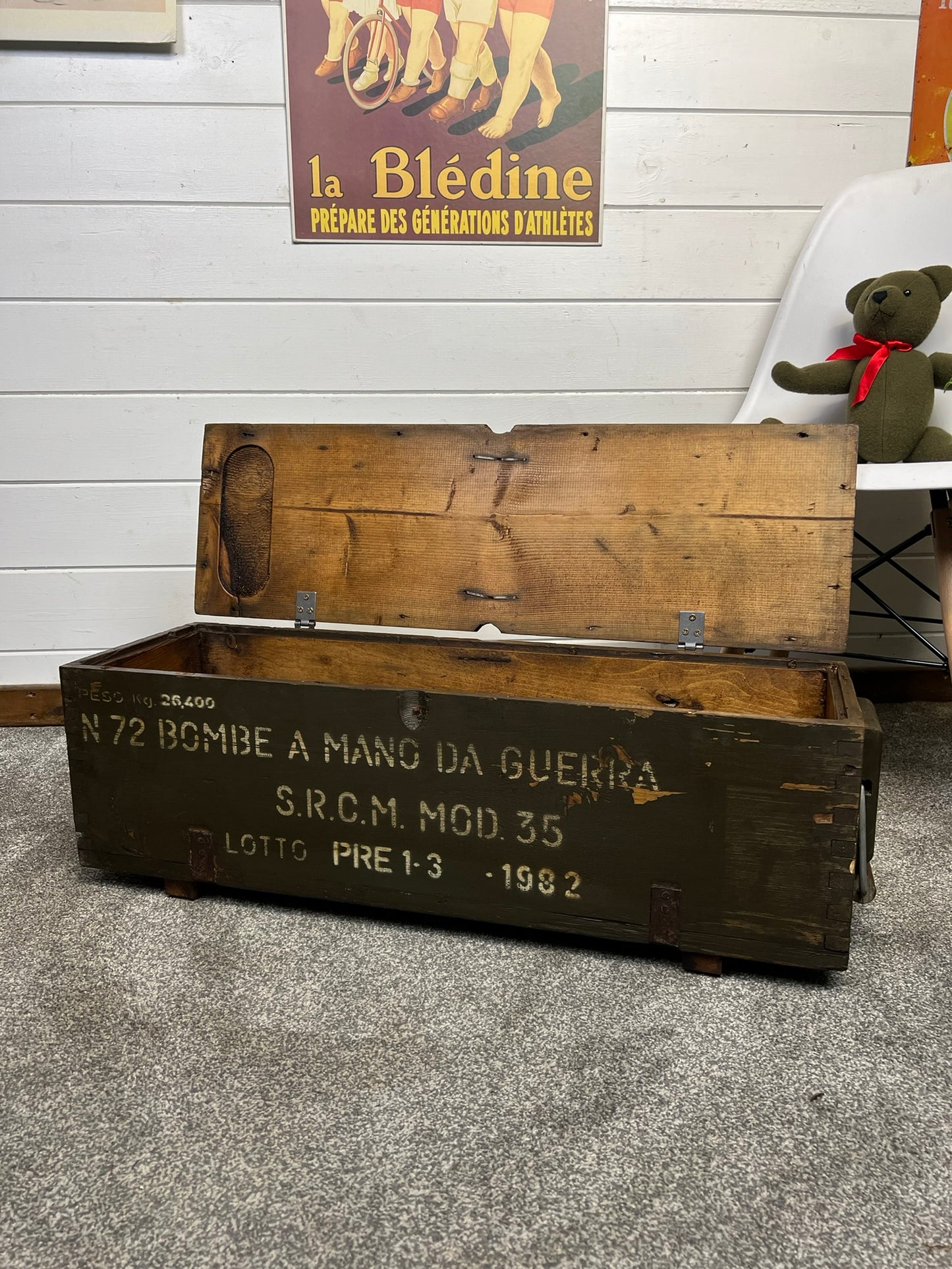 Vintage Wooden Chest Reclaimed 1982 Ammo Box Rustic Decor Industrial Farmhouse Home Storage