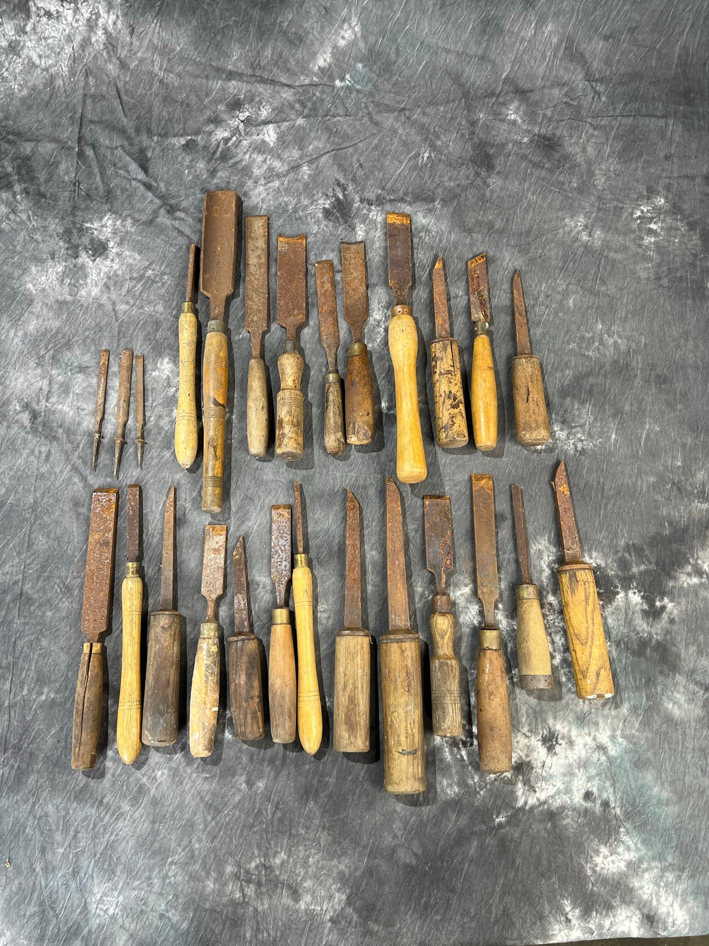 26x Vintage Lathe Turning Tools Chisels JOB LOT Vintage Woodwork Hand Tools