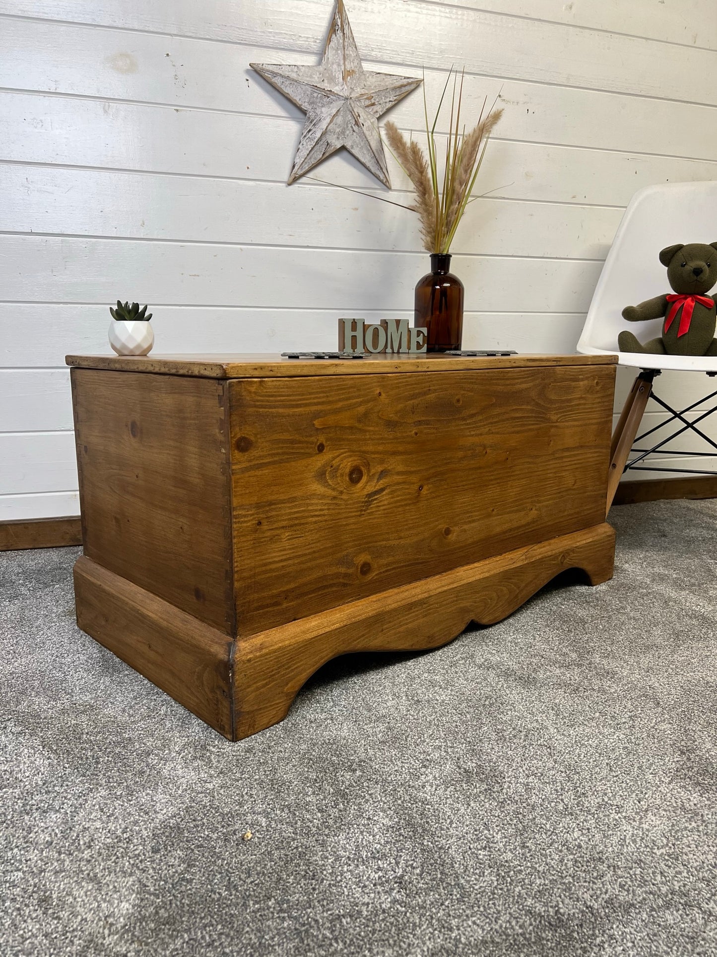 Vintage Wooden Storage Chest Coffee Table Toy Blanket Box Reclaimed Rustic Home Farmhouse Trunk