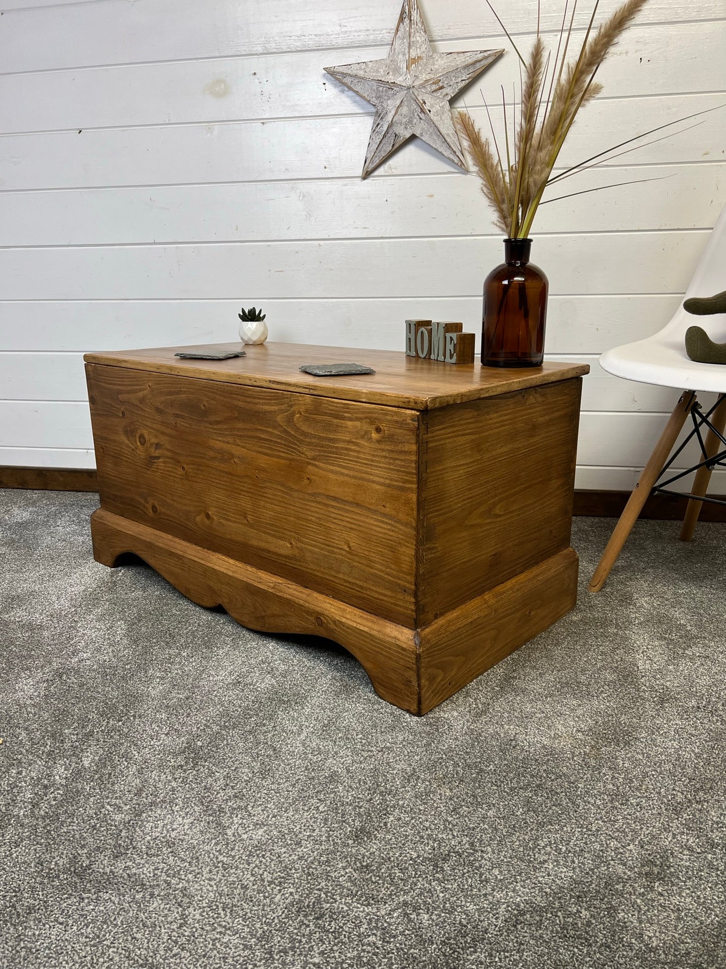 Vintage Wooden Storage Chest Coffee Table Toy Blanket Box Reclaimed Rustic Home Farmhouse Trunk
