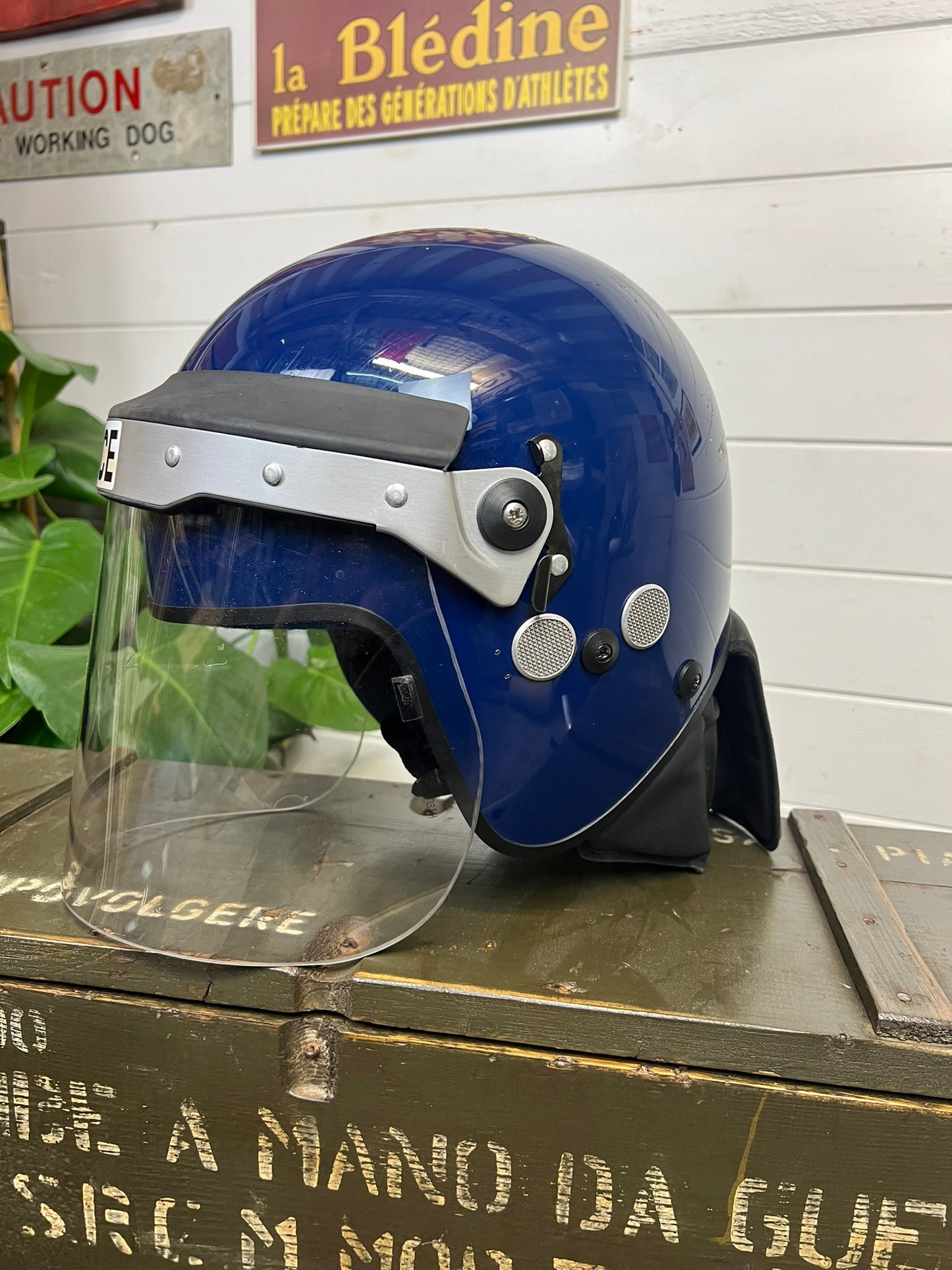 Ex Police Riot Helmet Genuine Obsolete Public Order Protection 58-59cm Security Film Prop Display