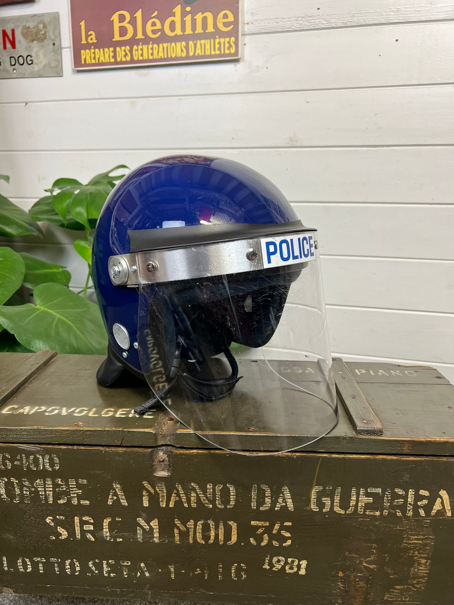 Ex Police Riot Helmet Genuine Obsolete Public Order Protection 62-63cm Security Film Prop Display