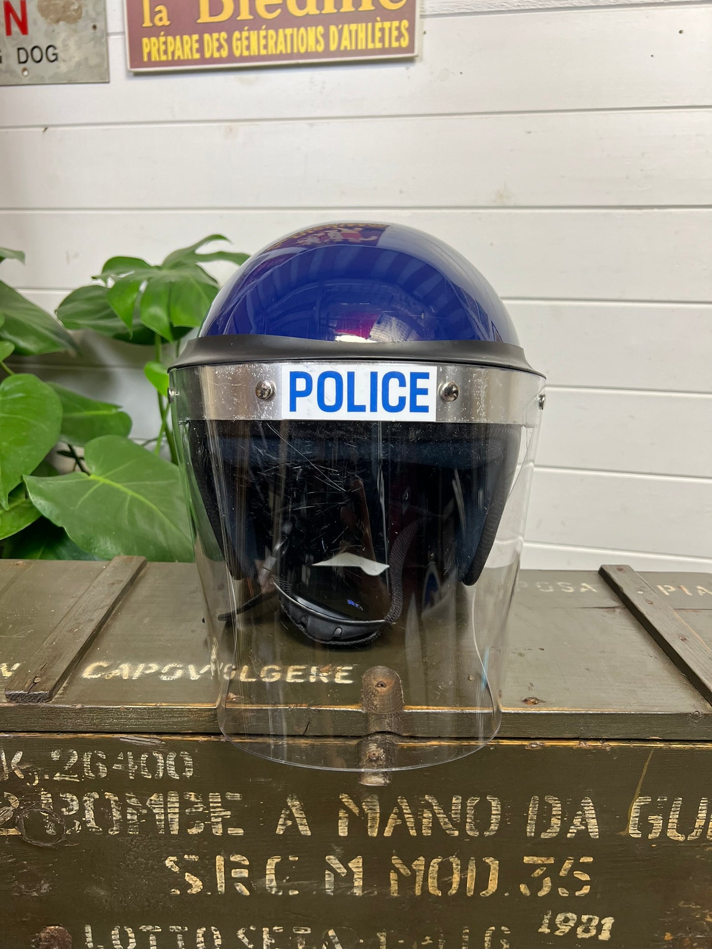 Ex Police Riot Helmet Genuine Obsolete Public Order Protection 62-63cm Security Film Prop Display