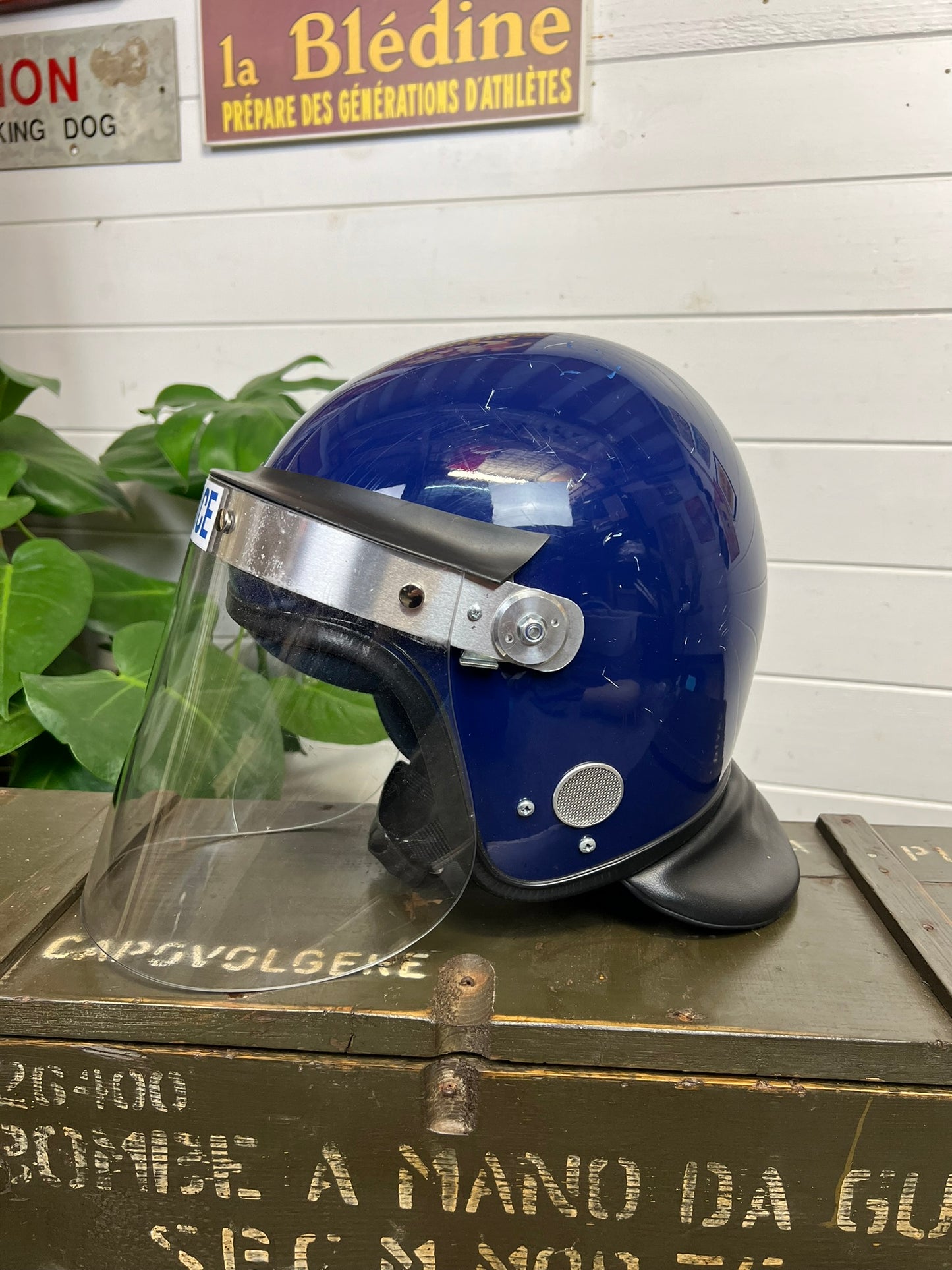 Ex Police Riot Helmet Genuine Obsolete Public Order Protection 62-63cm Security Film Prop Display