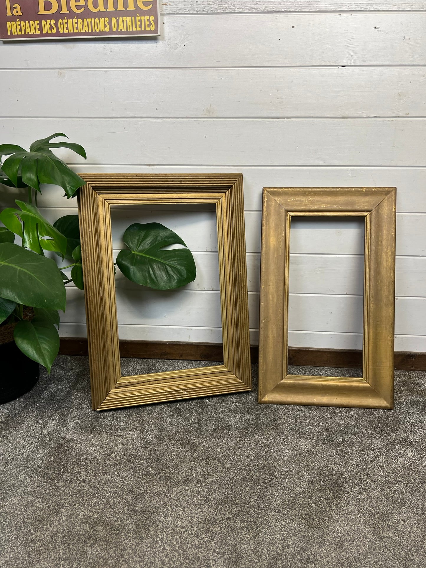 2x Large Vintage Gold Solid Wood Picture Frames Vintage Retro Wall Art Deco
