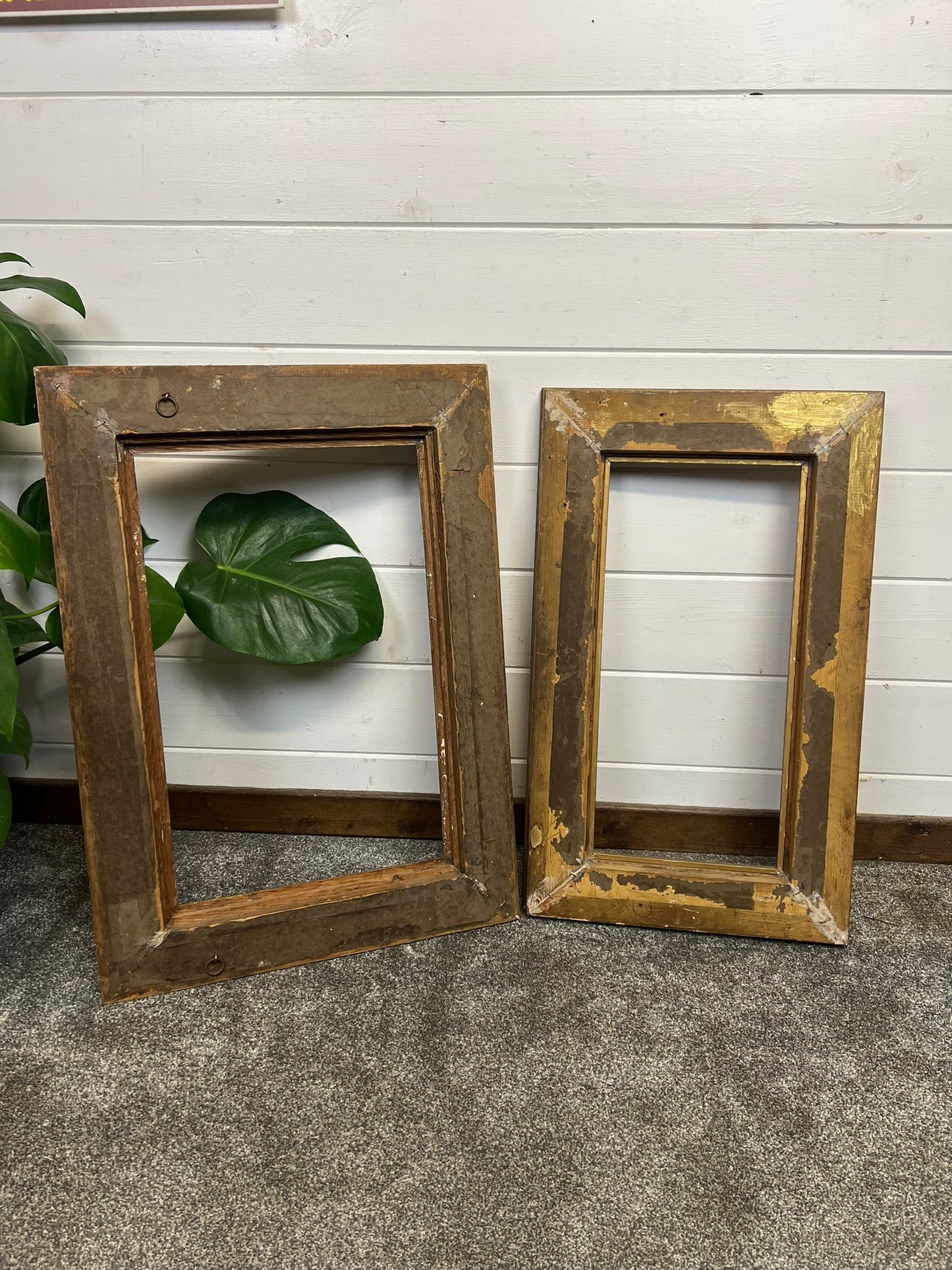 2x Large Vintage Gold Solid Wood Picture Frames Vintage Retro Wall Art Deco
