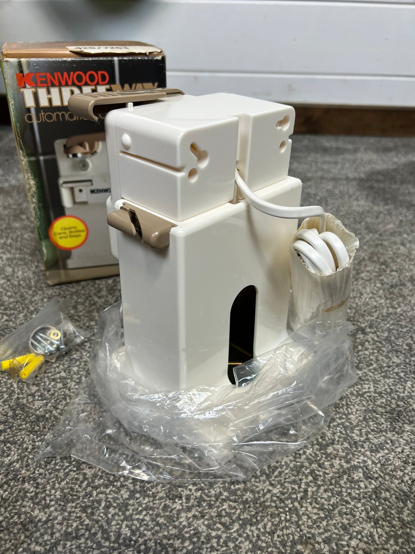 Vintage Kenwood Three Way Automatic Can Opener Complete & Unused in Box Retro 50's