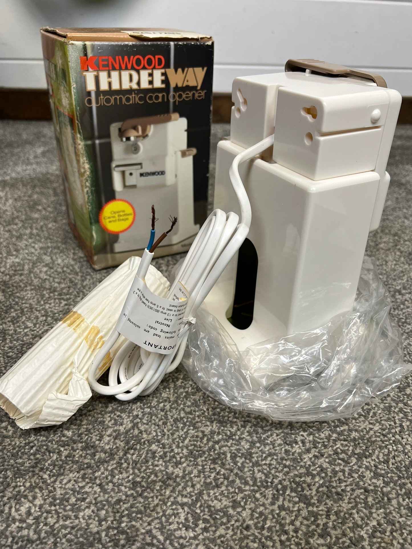 Vintage Kenwood Three Way Automatic Can Opener Complete & Unused in Box Retro 50's