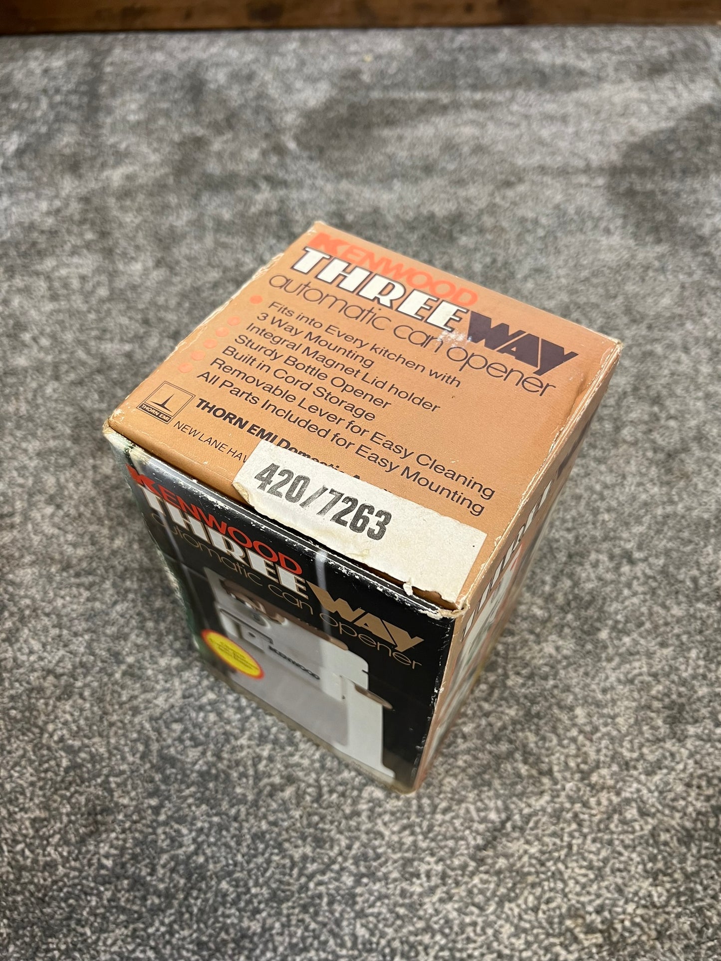 Vintage Kenwood Three Way Automatic Can Opener Complete & Unused in Box Retro 50's