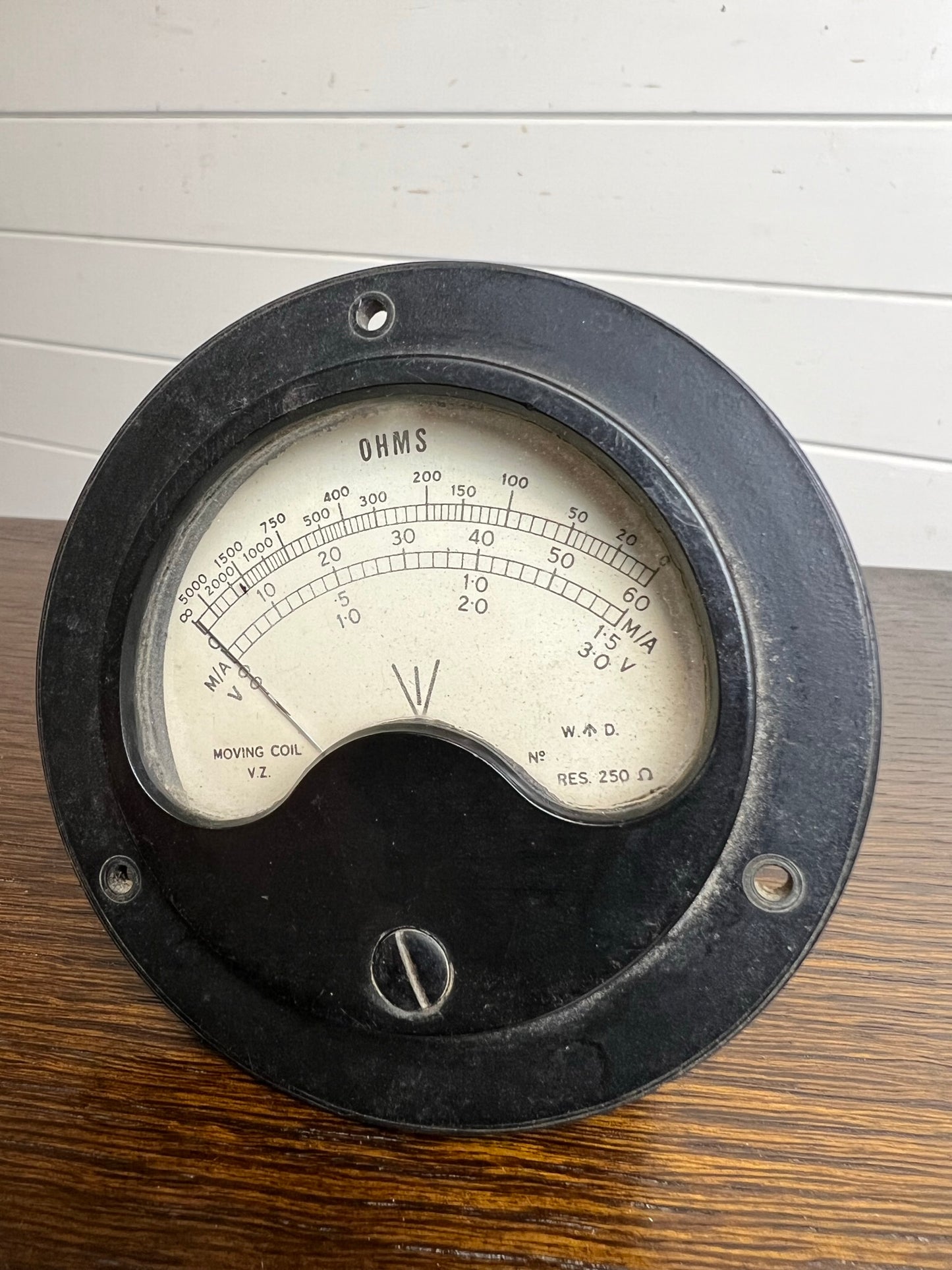 Vintage Military OHMS Meter Gauge WWII Aircraft War Date Broad Arrow