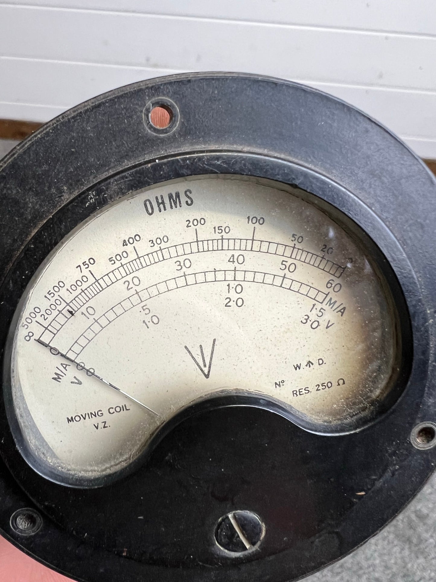 Vintage Military OHMS Meter Gauge WWII Aircraft War Date Broad Arrow