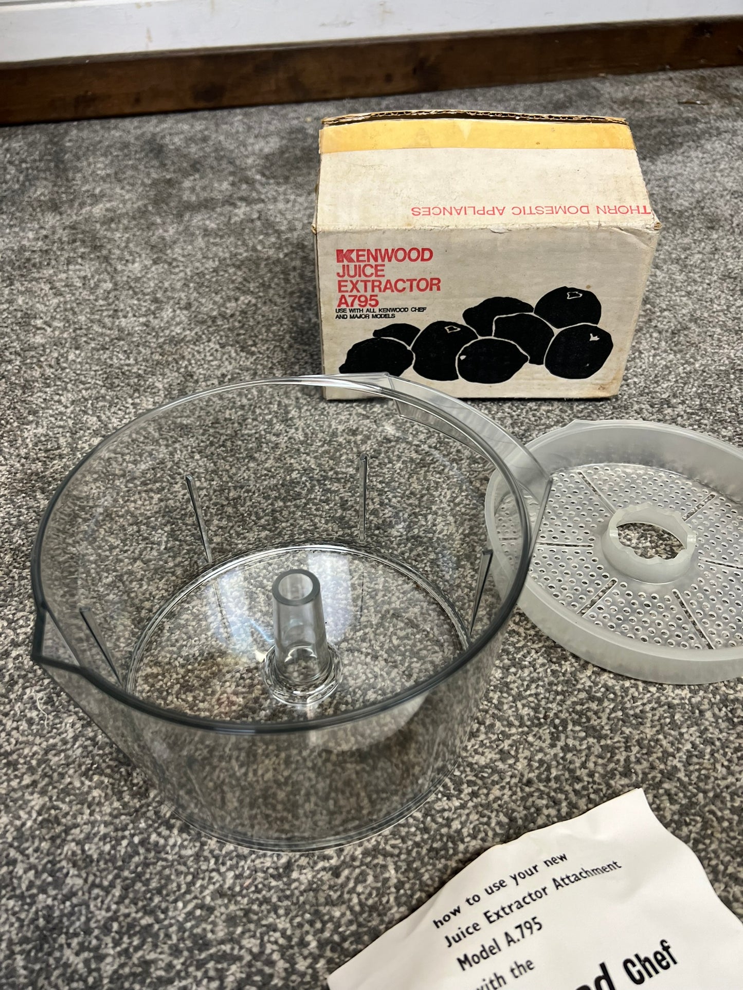Vintage Kenwood Chef Juice Extractor Attachment A795 Complete & Unused in Box Retro 50's