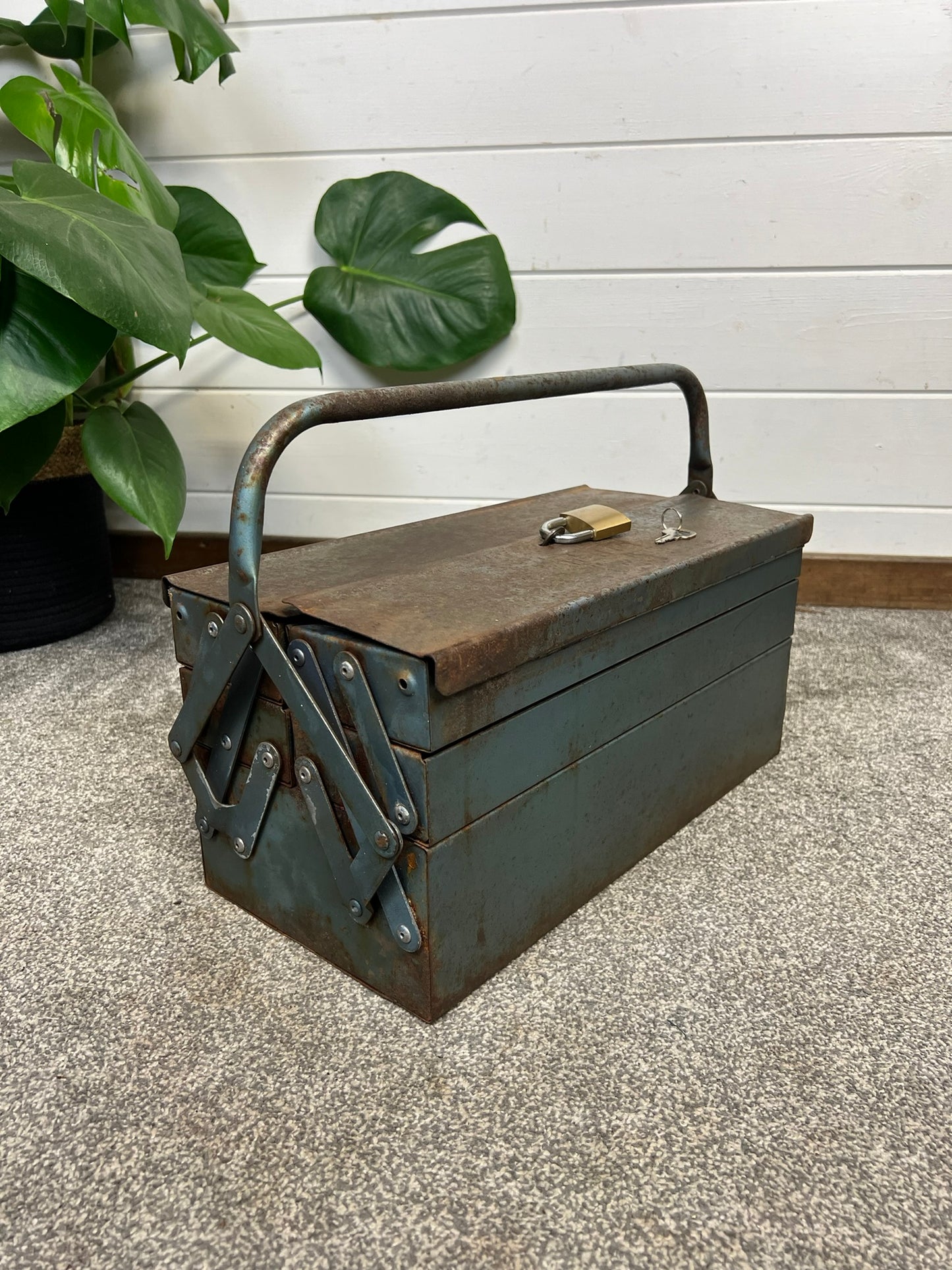 Vintage Talco Toolbox Metal Engineers Cantilever Tool Box Rustic Patina Tool Chest