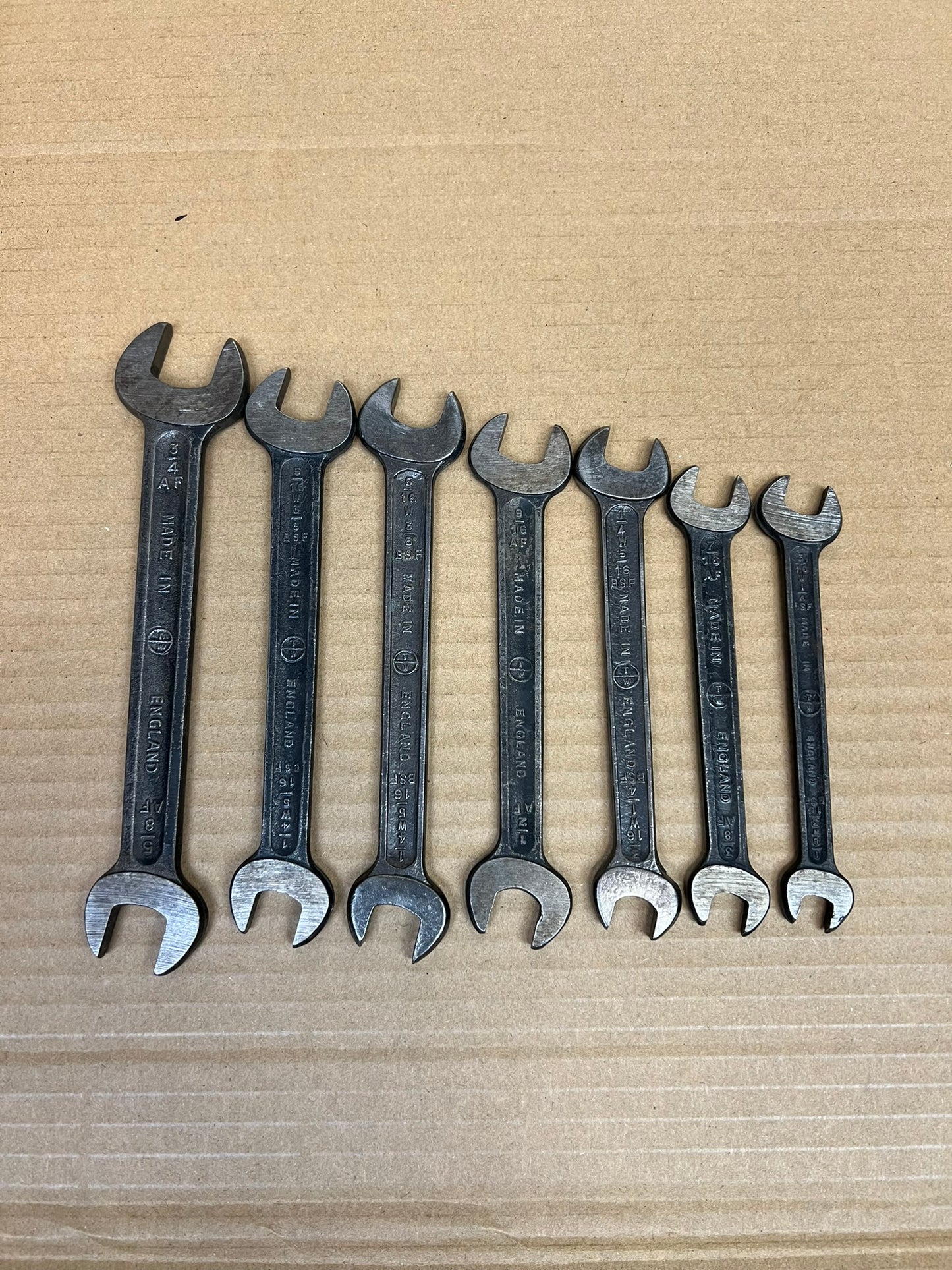 7x Vintage Superslim Spanners Job Lot Imperial Whitworth BSF AF
