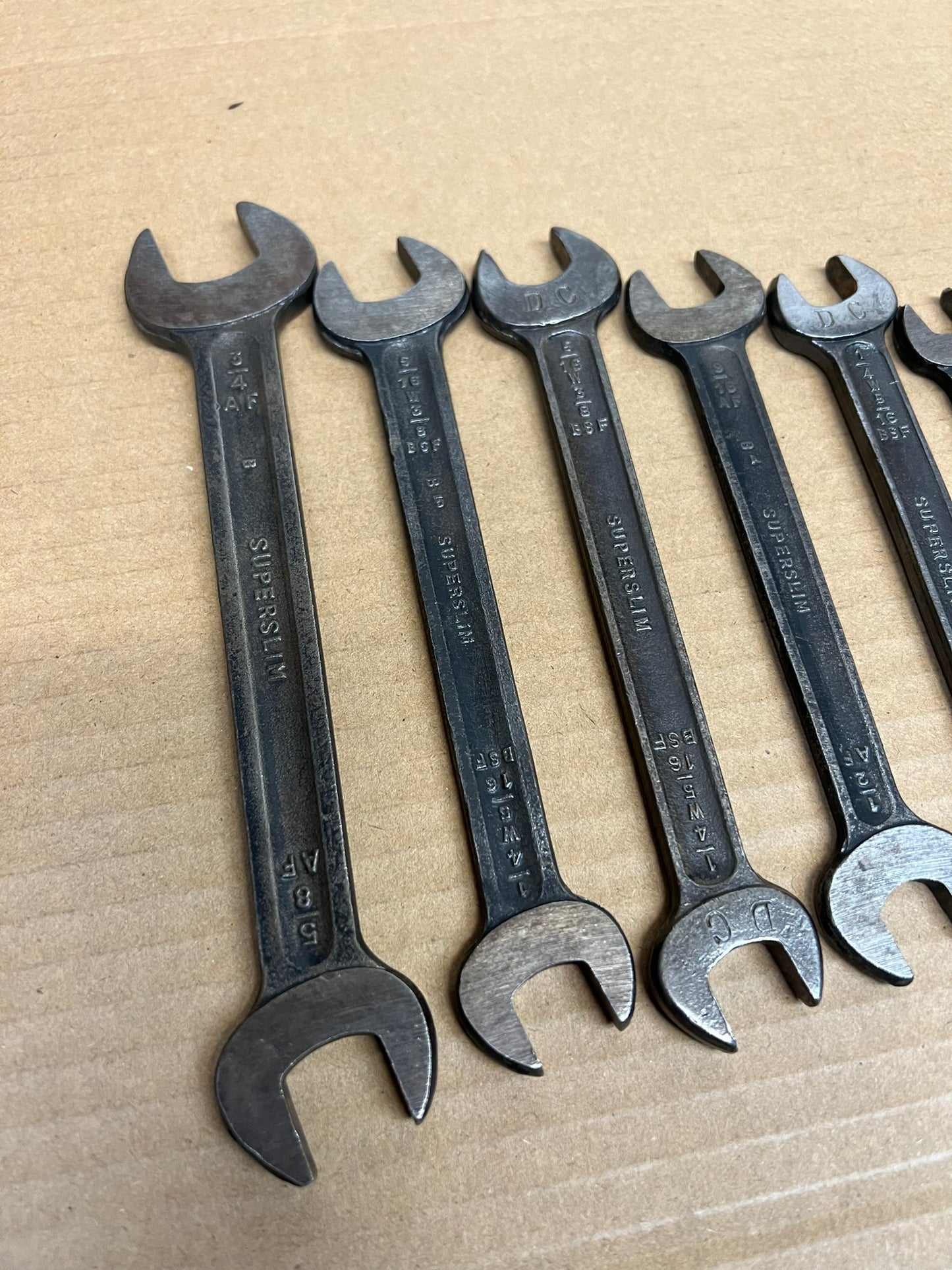7x Vintage Superslim Spanners Job Lot Imperial Whitworth BSF AF