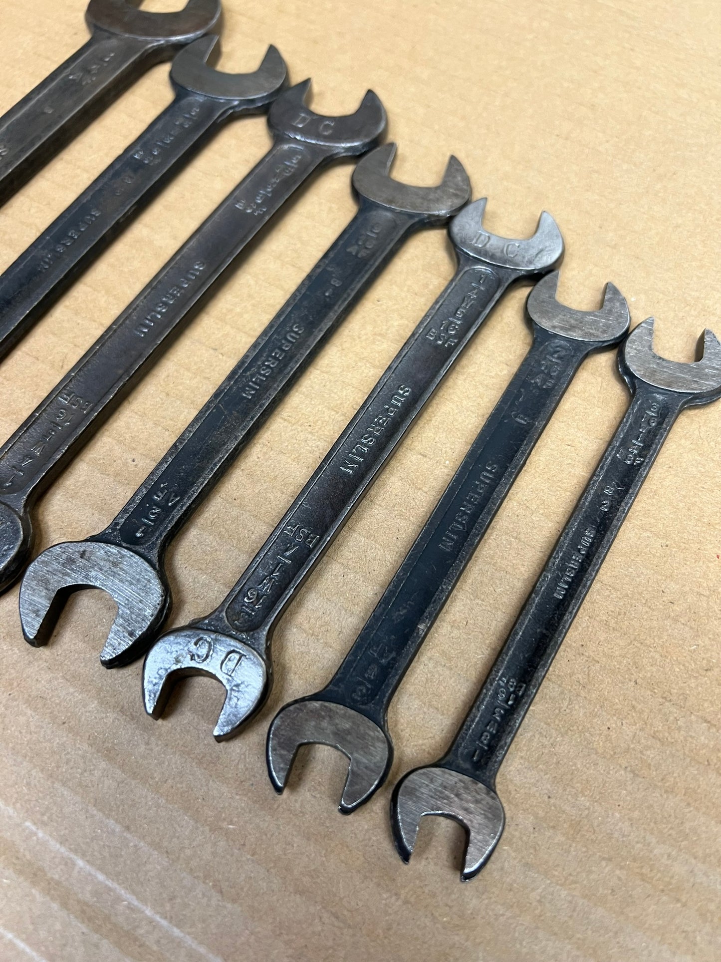 7x Vintage Superslim Spanners Job Lot Imperial Whitworth BSF AF