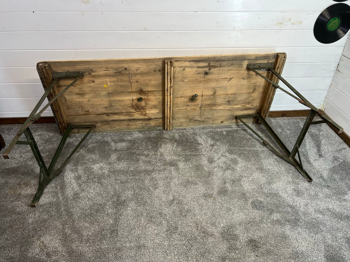 Vintage Wooden Folding Trestle Table Rustic Industrial Farmhouse Dining Garden Catering Market Stall