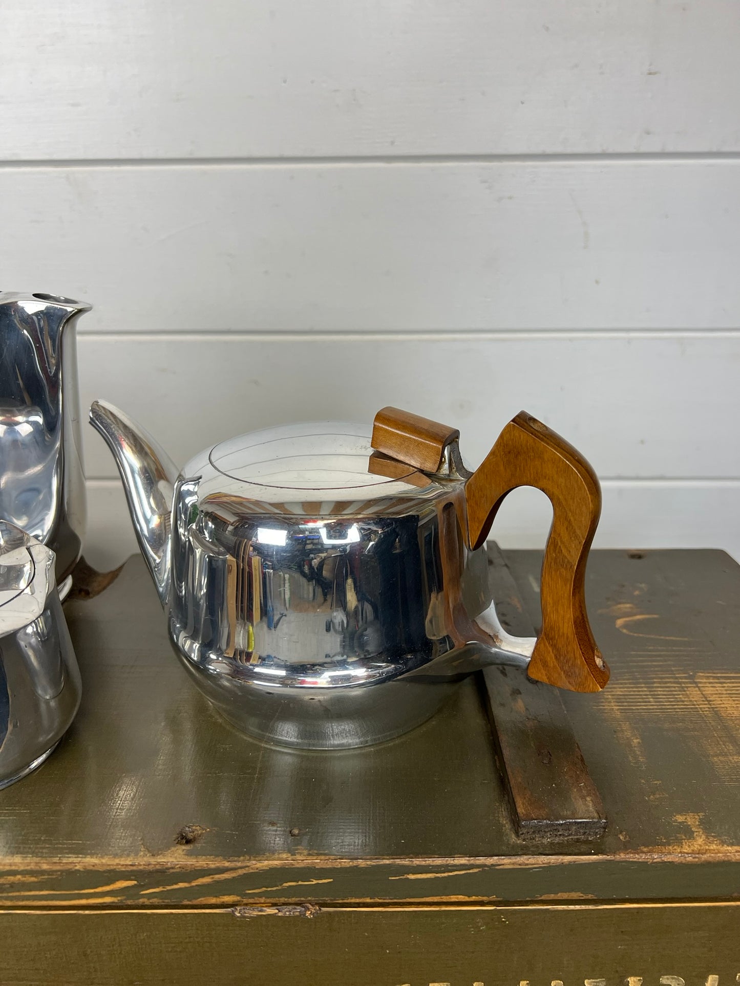 Vintage Picquot Ware Mid Century 4 Piece Stainless Steel Tea Service