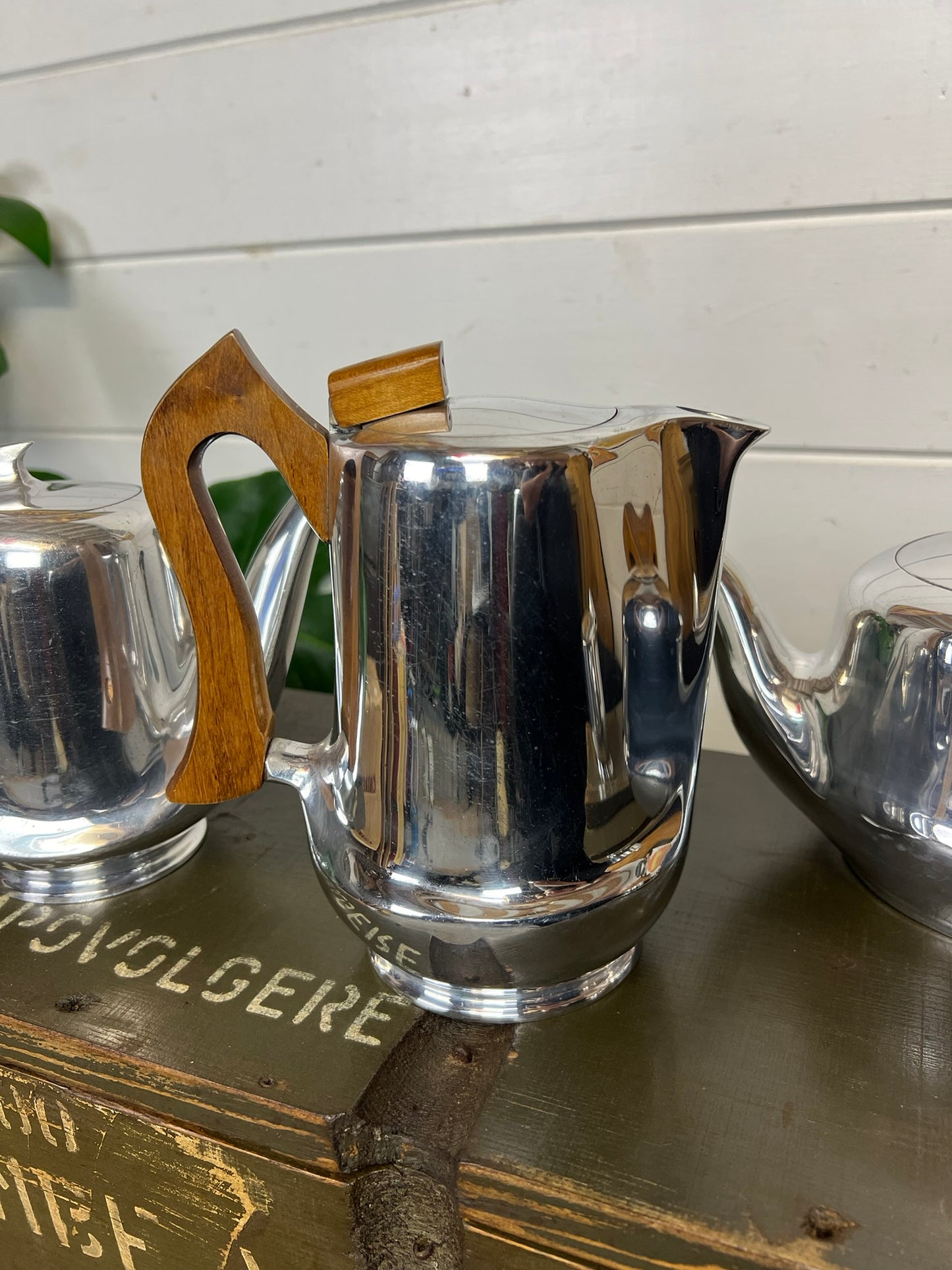 Vintage Picquot Ware Mid Century 4 Piece Stainless Steel Tea Service