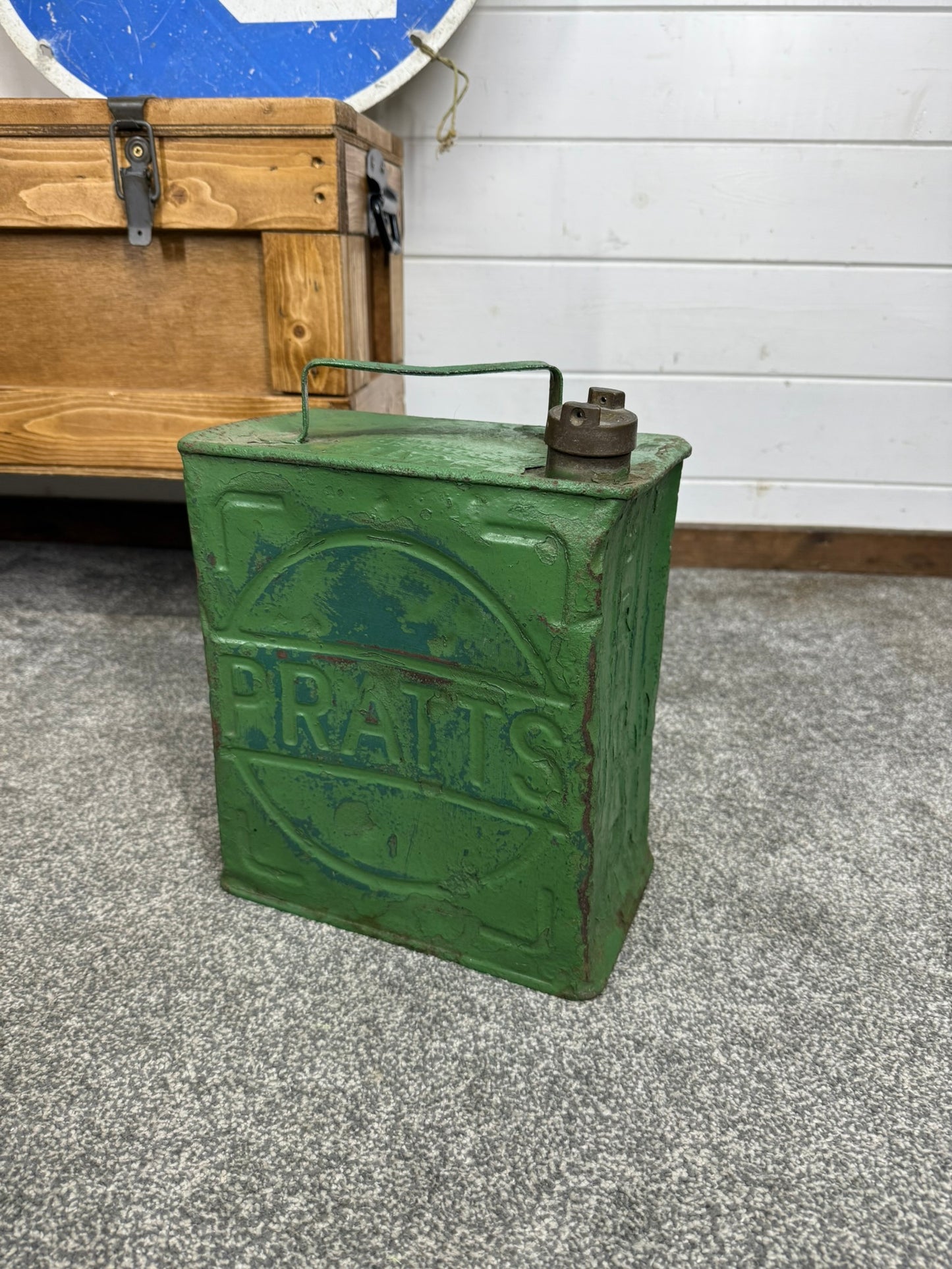 Vintage Pratts Valor Petrol Can with Pratts Brass Cap Vintage Home Decor Display