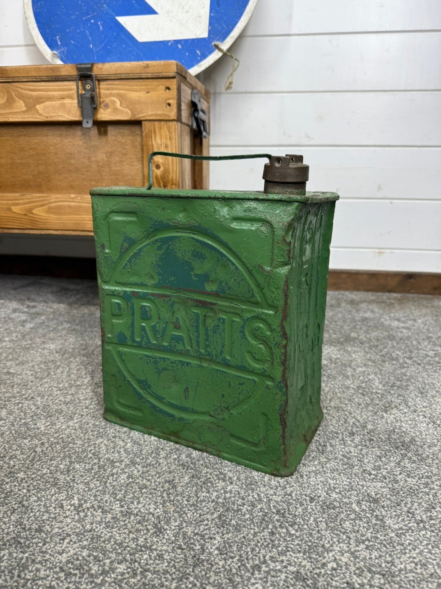 Vintage Pratts Valor Petrol Can with Pratts Brass Cap Vintage Home Decor Display